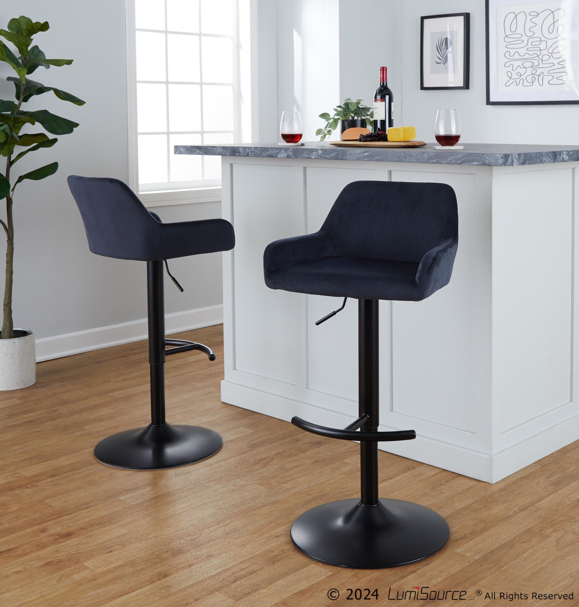 Daniella-Black-Velvet-Contemporary-Adjustable-Swivel-Barstools-Set-of-2-3