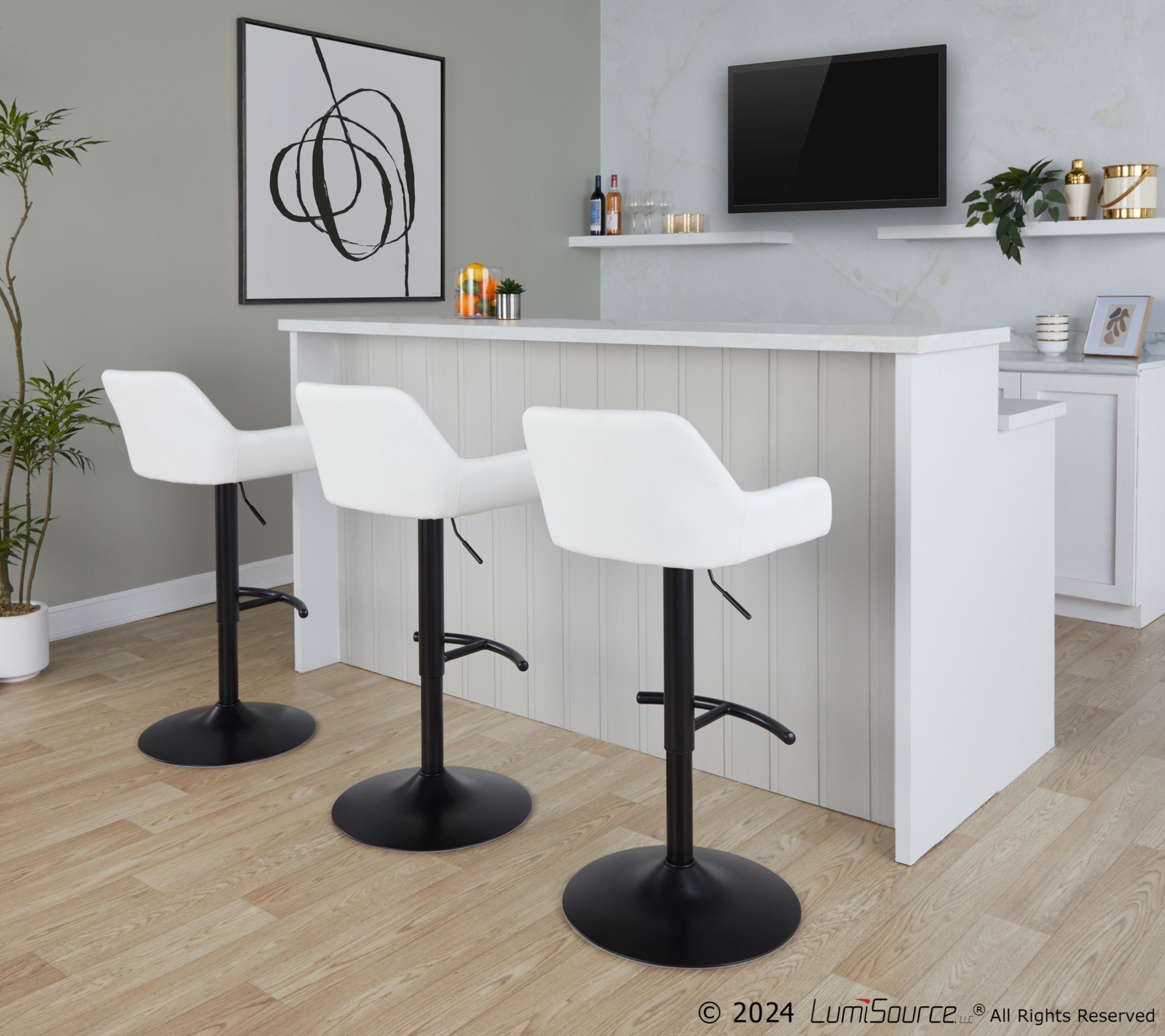 Daniella-Black-White-Contemporary-Adjustable-Swivel-Barstool-Set-of-2