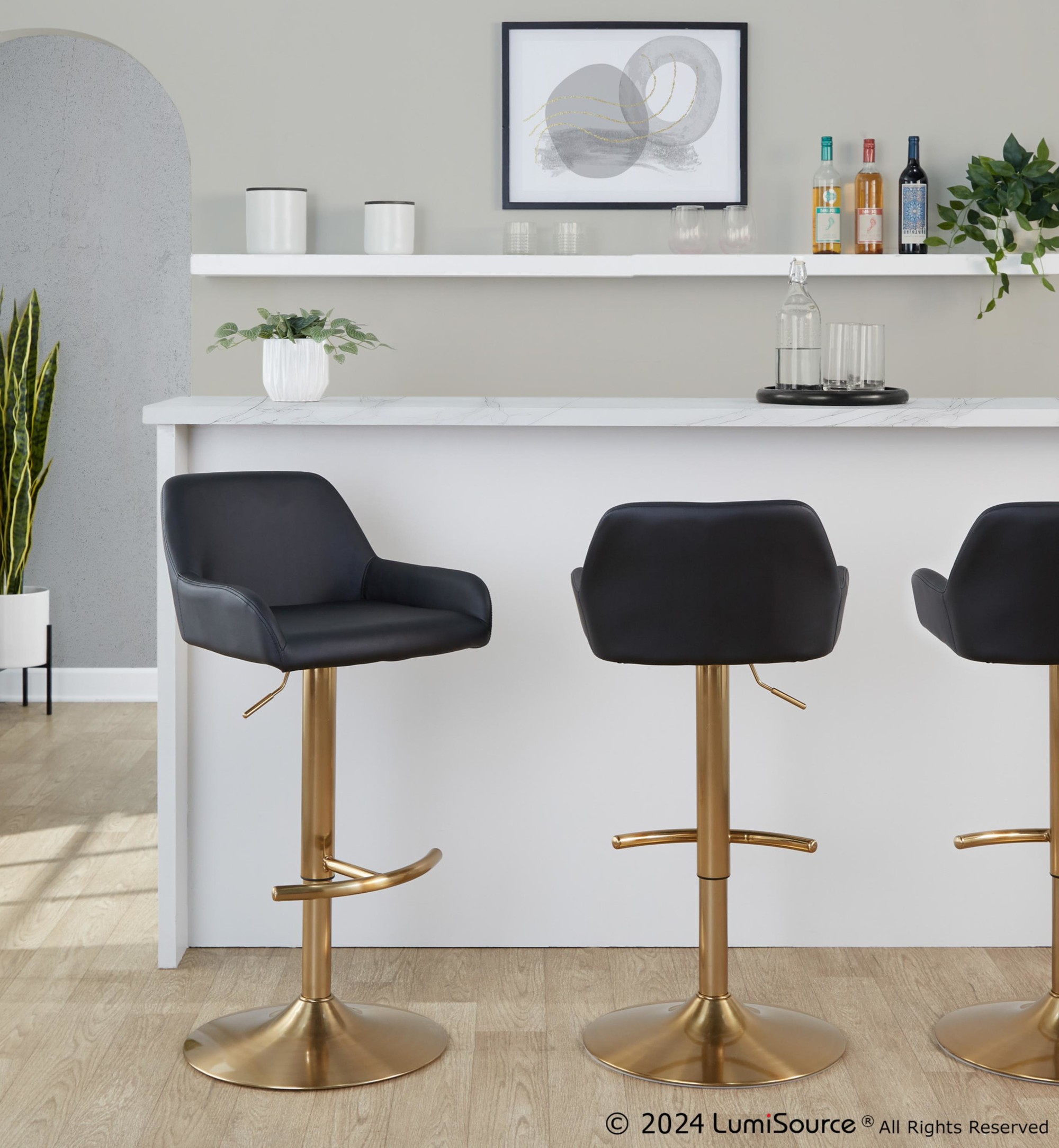 Daniella-Gold-and-Black-Contemporary-Adjustable-Barstool-Set-of-2