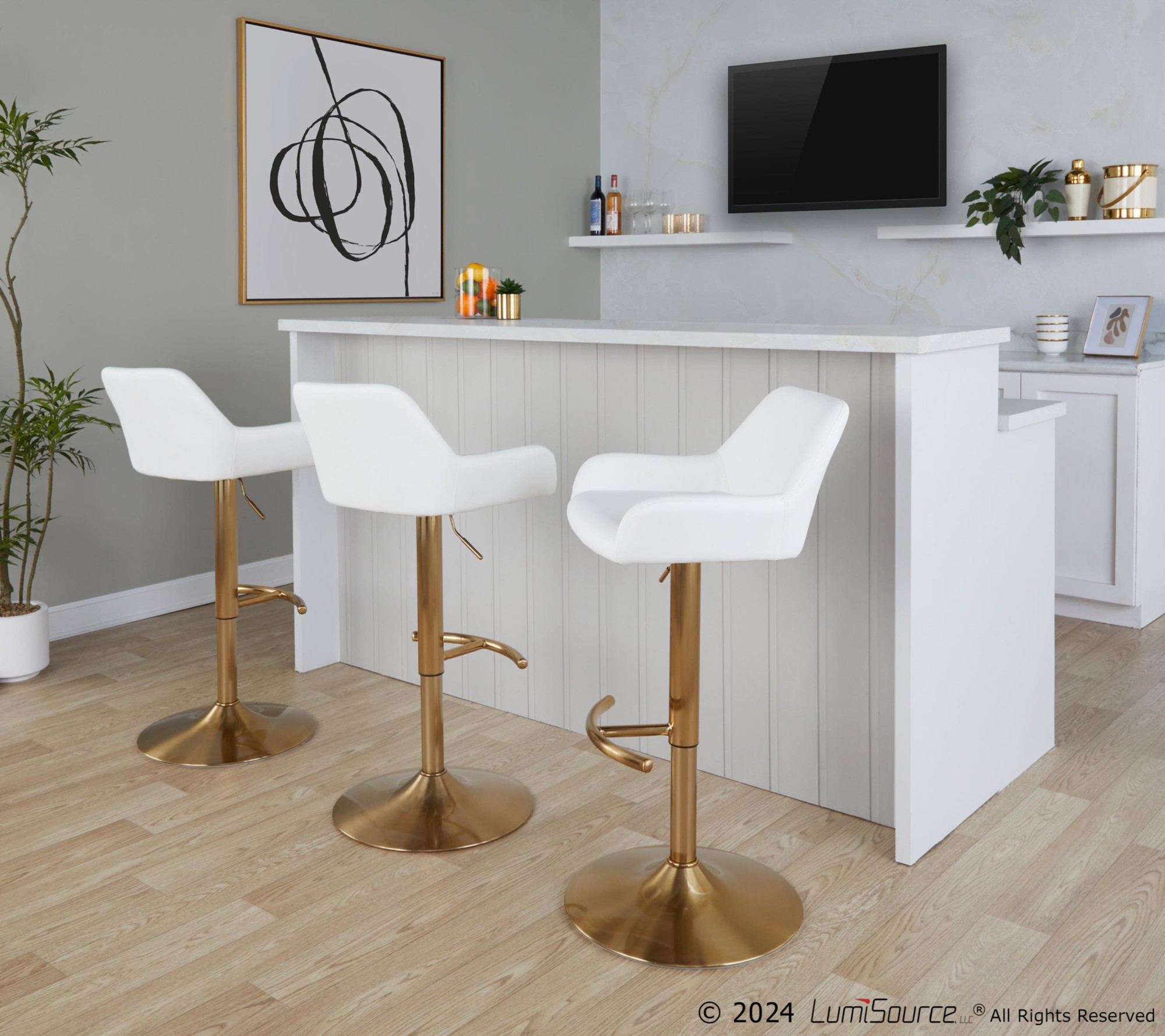 Daniella-Gold-and-White-Contemporary-Adjustable-Swivel-Barstool-Set-of-2-1