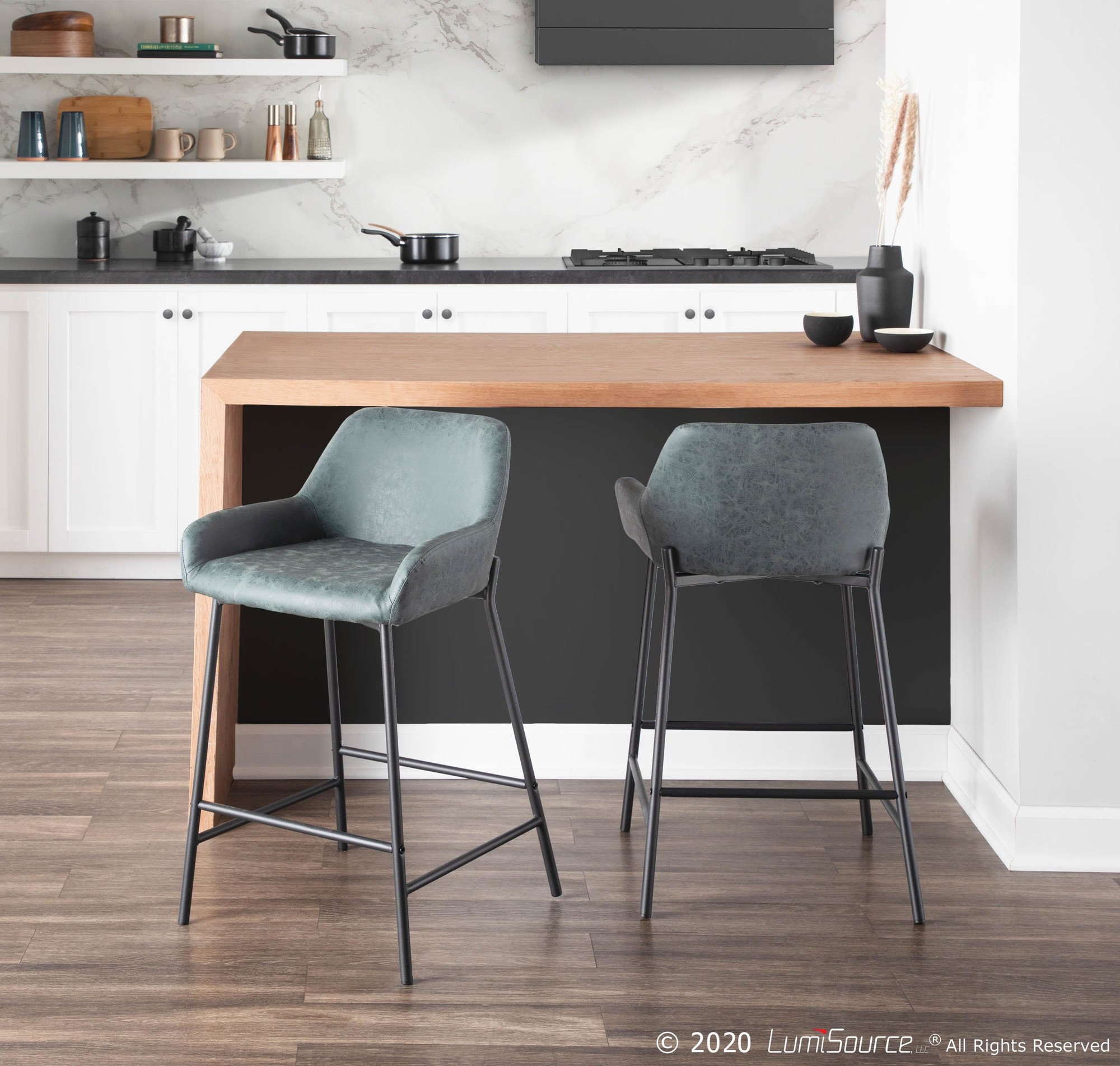 Daniella-Green-Faux-Leather-Black-Metal-Counter-Stools-Set-of-2