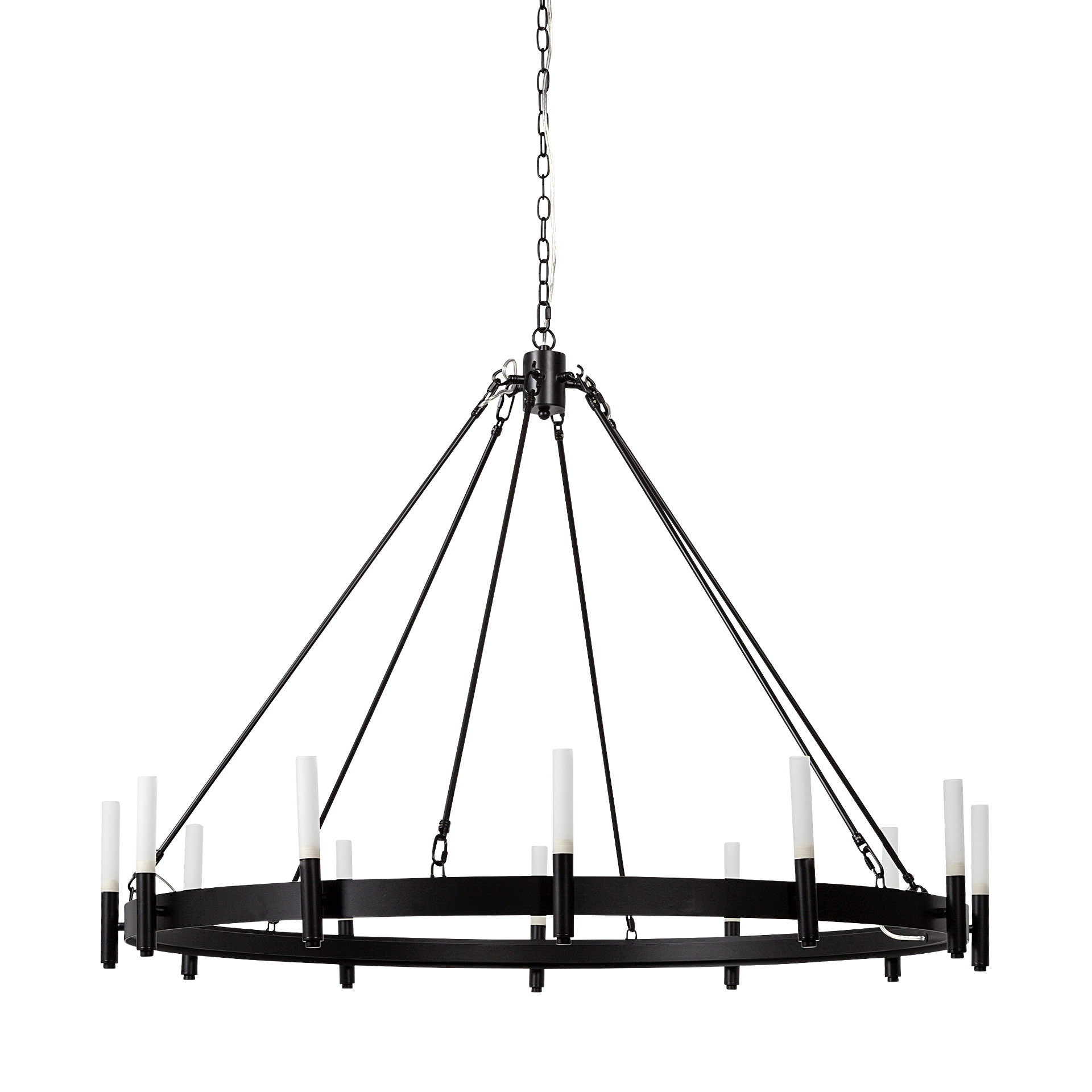 Decamp-I-47.2×36.2-Black-Metal-Chassis-Glass-Tube-Twelve-Light-Chandelier