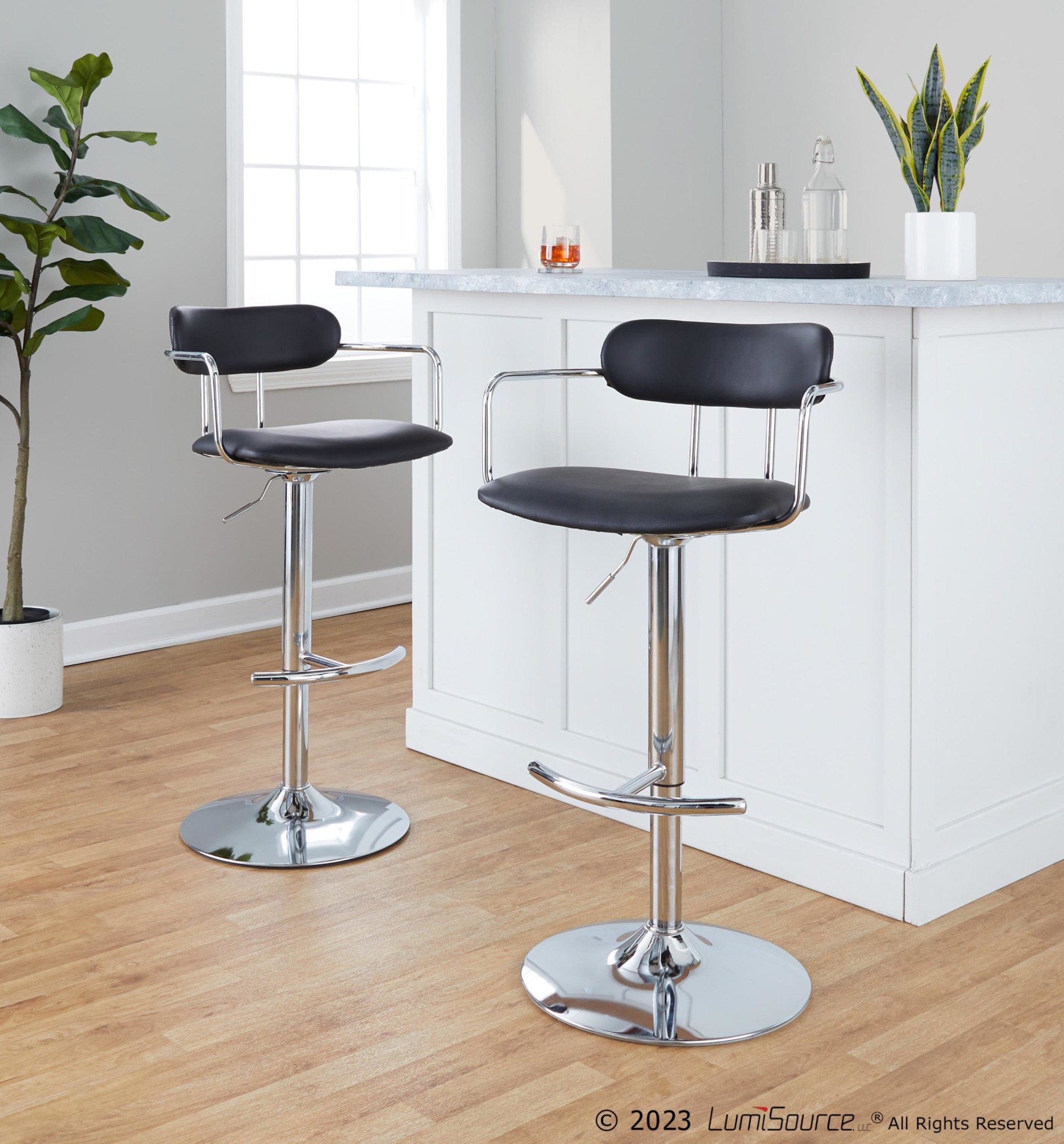 Demi-Black-Faux-Leather-Chrome-Contemporary-Swivel-Barstools-Set-of-2-1