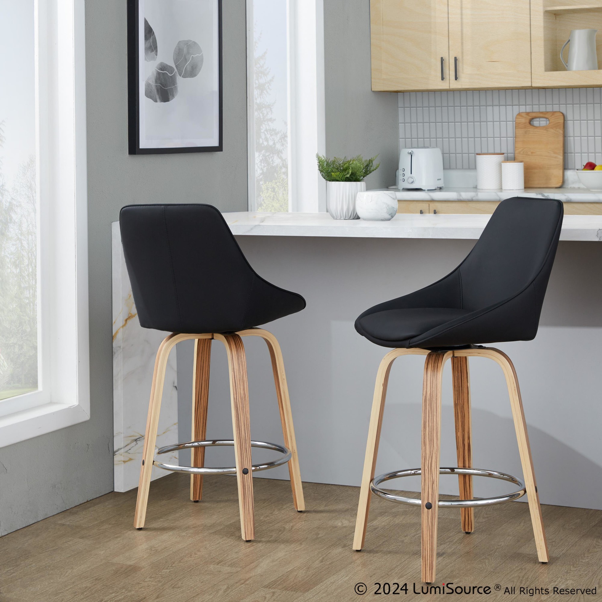 Diana-Zebra-Wood-Black-Faux-Leather-26-Swivel-Stools-Set-of-2-1