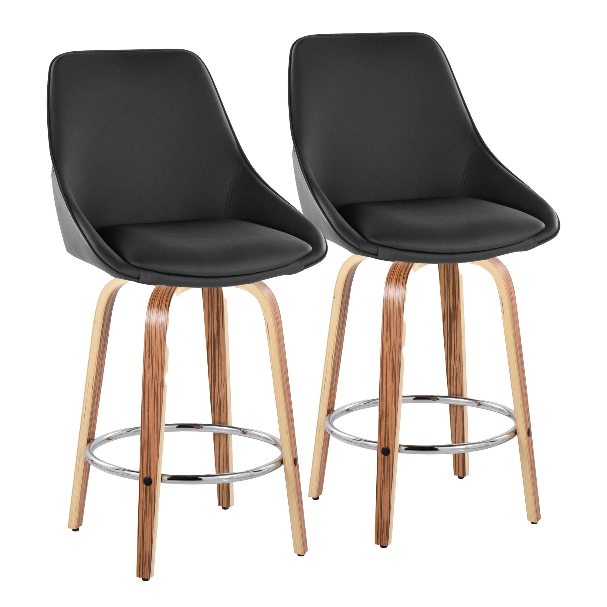 Diana-Zebra-Wood-Black-Faux-Leather-26-Swivel-Stools-Set-of-2-2