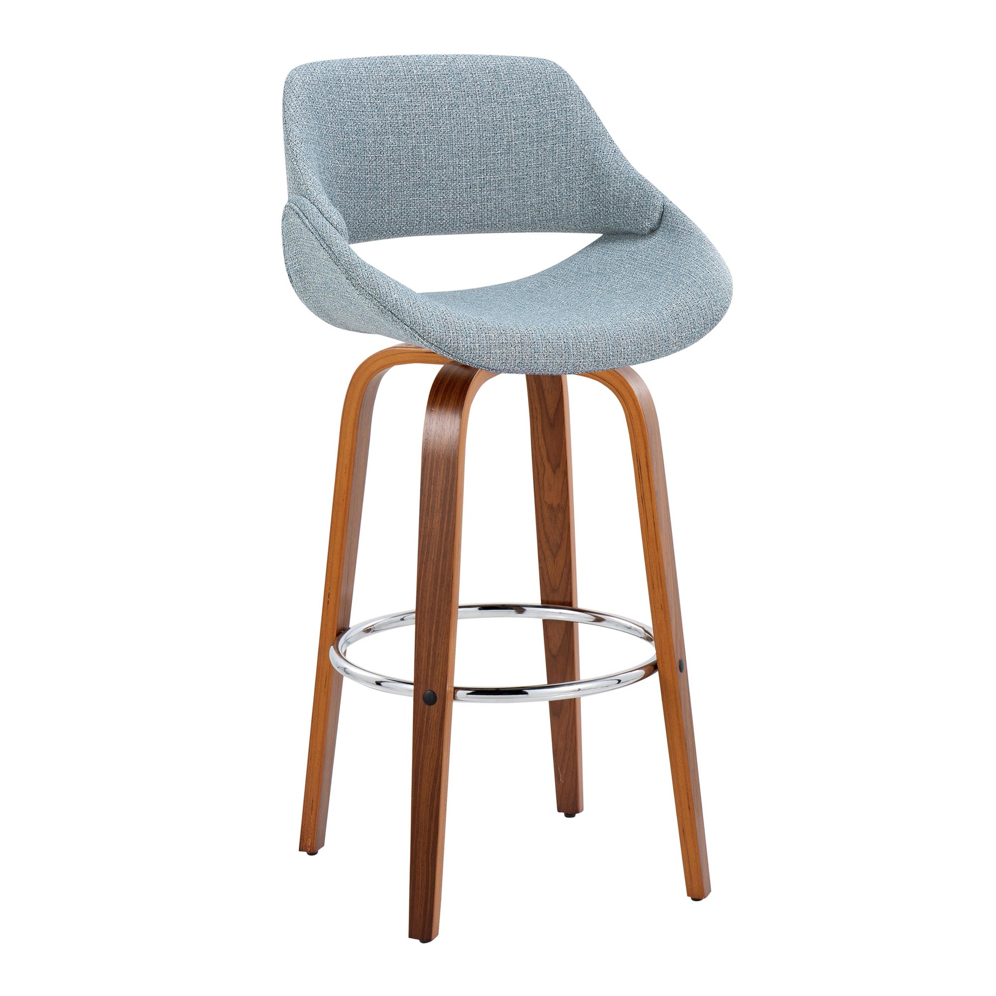 Fabrico-30-Inch-Mid-Century-Modern-Swivel-Barstool-in-Walnut-and-Blue-Fabric-with-Chrome-Footrest-Set-of-2-Set-of-2-3