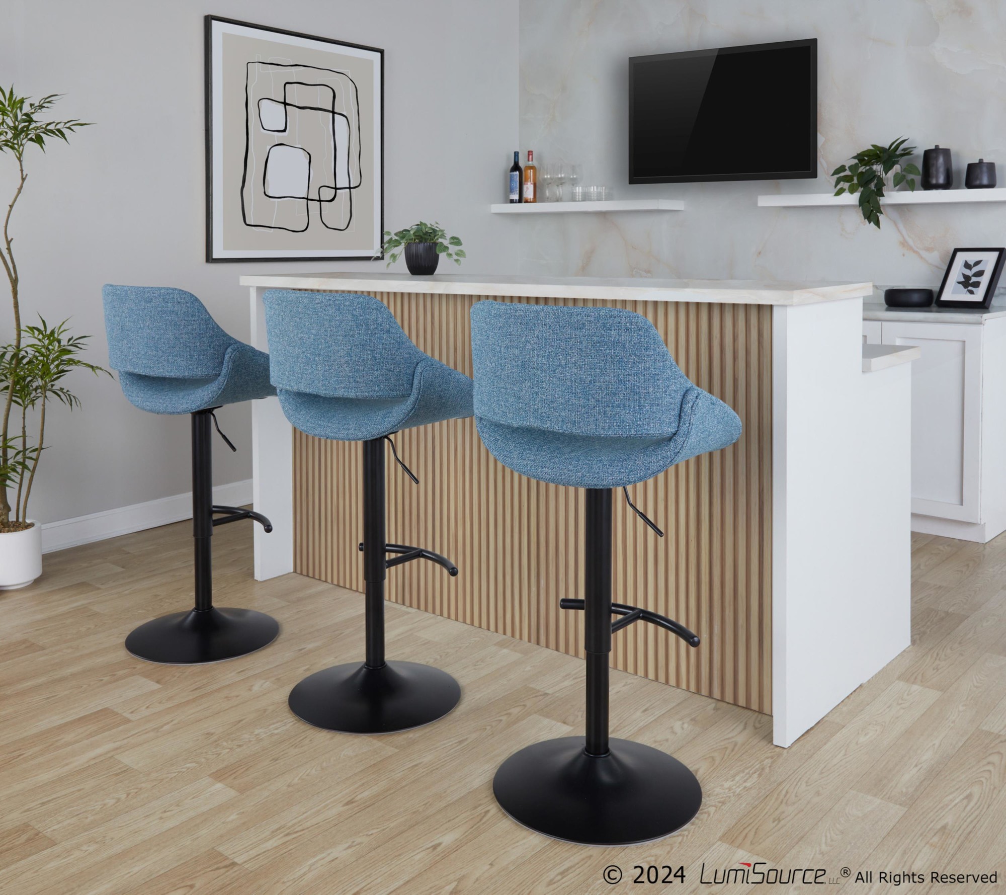 Fabrico-Black-Metal-Blue-Noise-Contemporary-Swivel-Barstools-Set-of-2