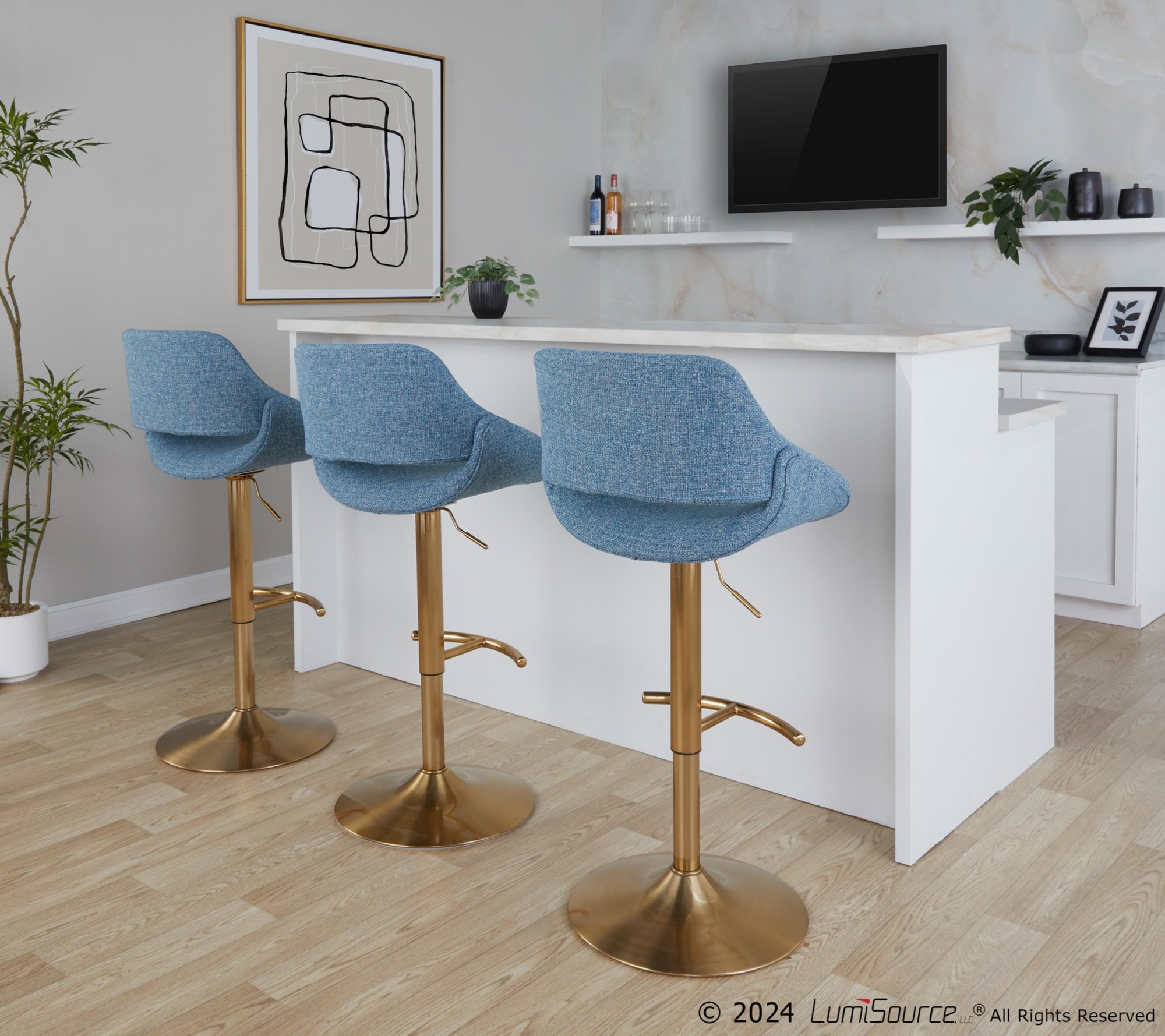 Fabrico-Blue-Contemporary-Adjustable-Swivel-Barstools-Gold-Base-Set-of-2-1
