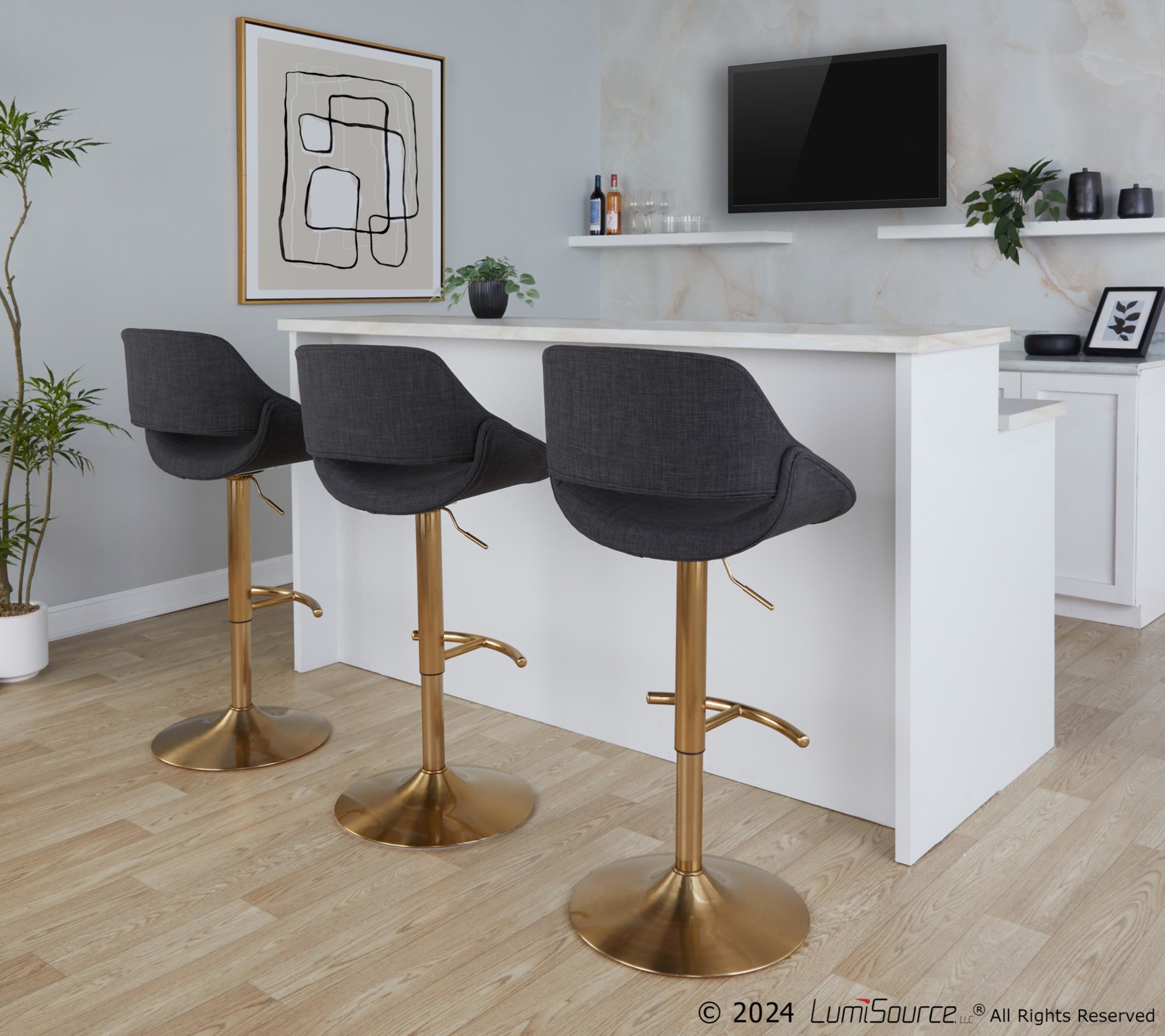 Fabrico-Gold-and-Charcoal-Contemporary-Adjustable-Swivel-Barstools-Set-of-2