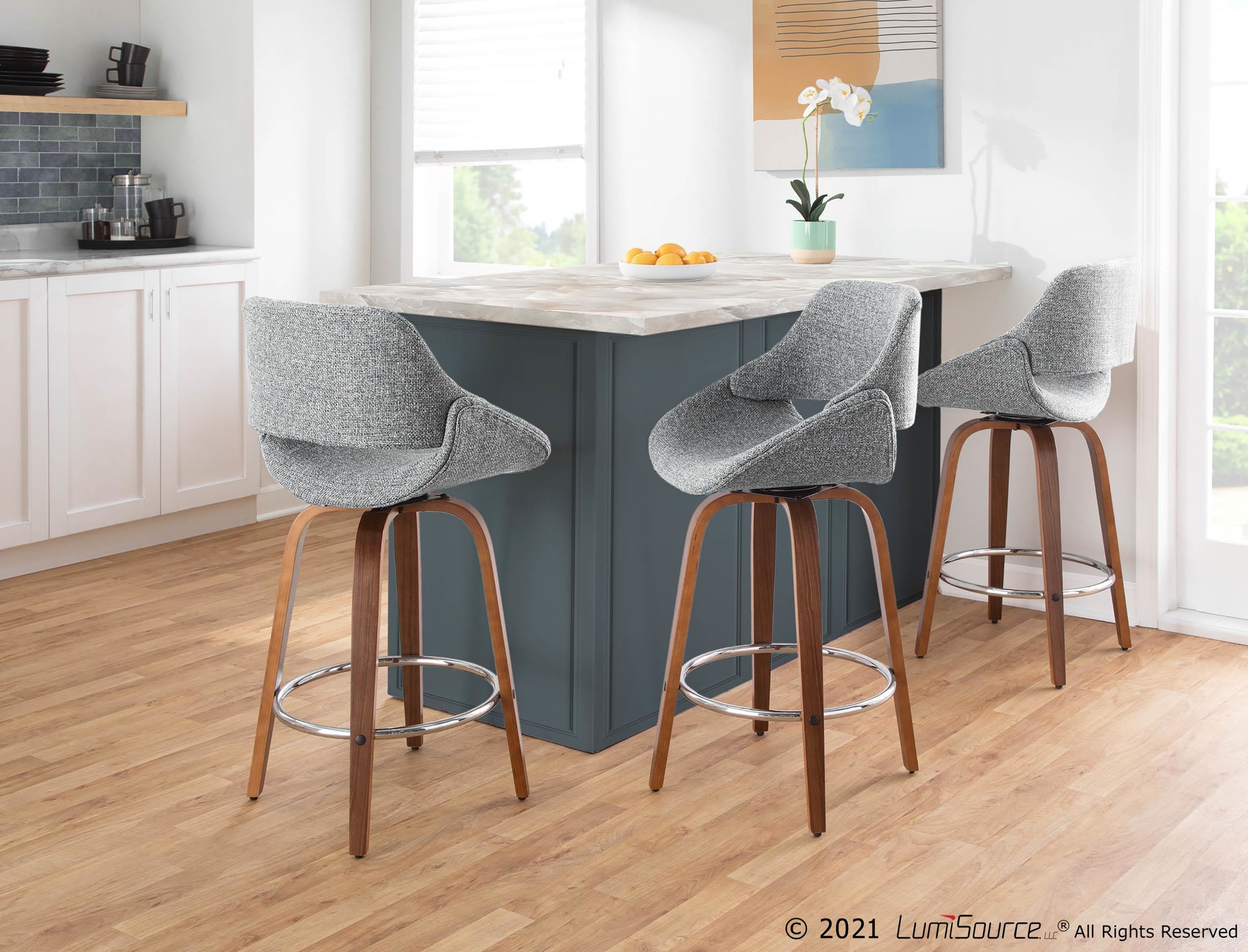 Fabrico-Mid-Century-Modern-Swivel-Counter-Stools-Walnut-Grey-Set-of-2-Set-of-2