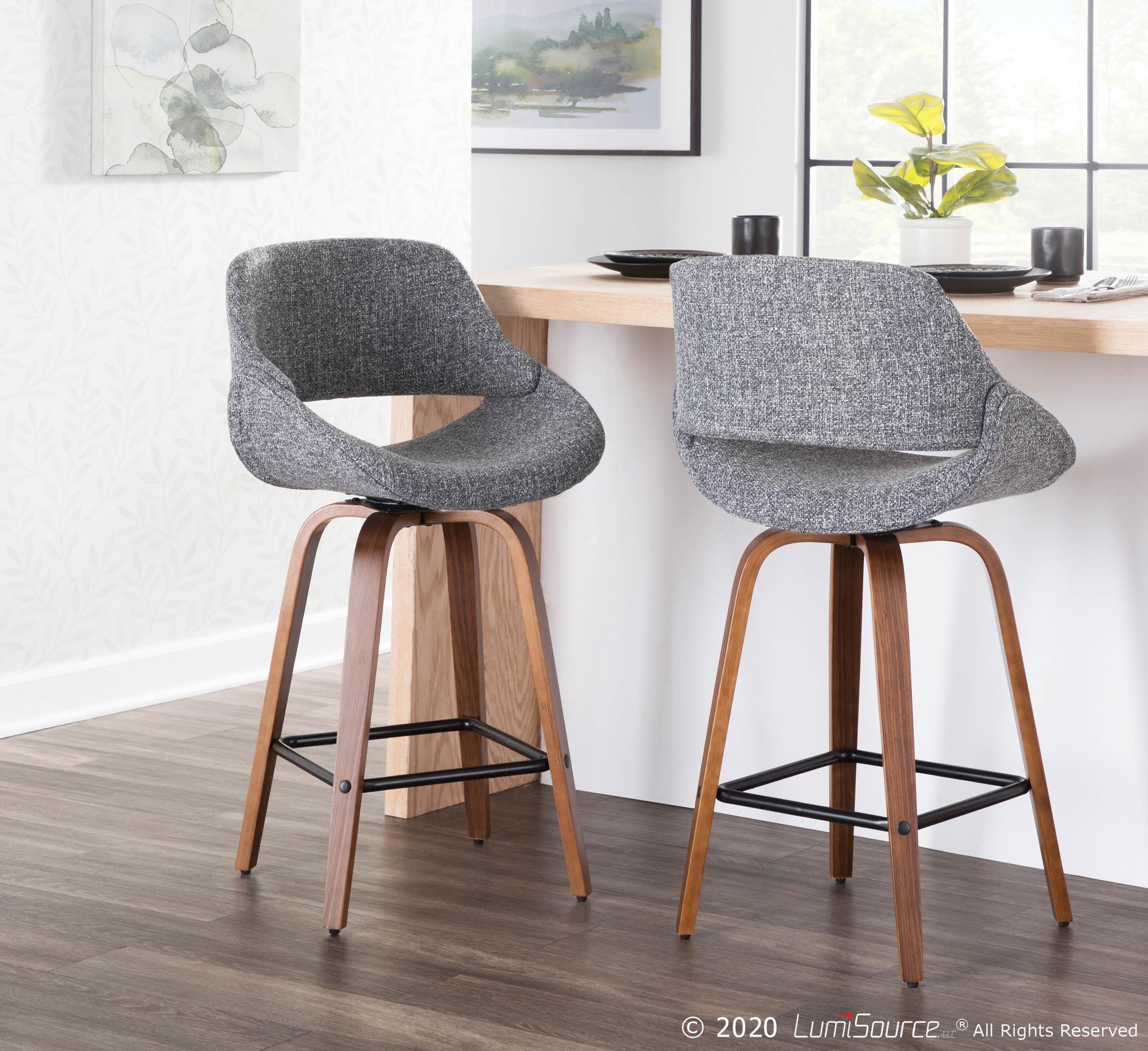 Fabrico-Walnut-and-Grey-Mid-Century-Modern-Counter-Stools-Set-of-2