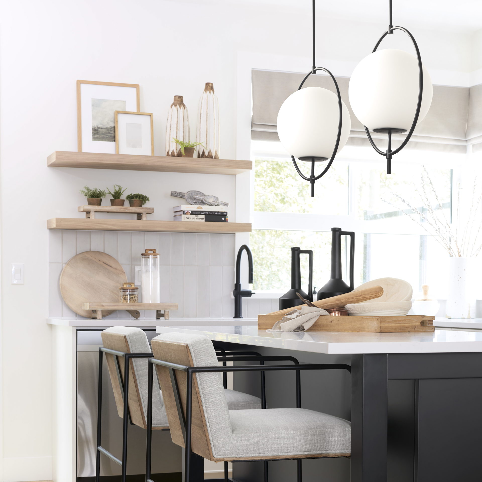 Farrah-Frosted-Glass-Globe-set-in-Matte-Black-Metal-Pendant-Ceiling-Light-1