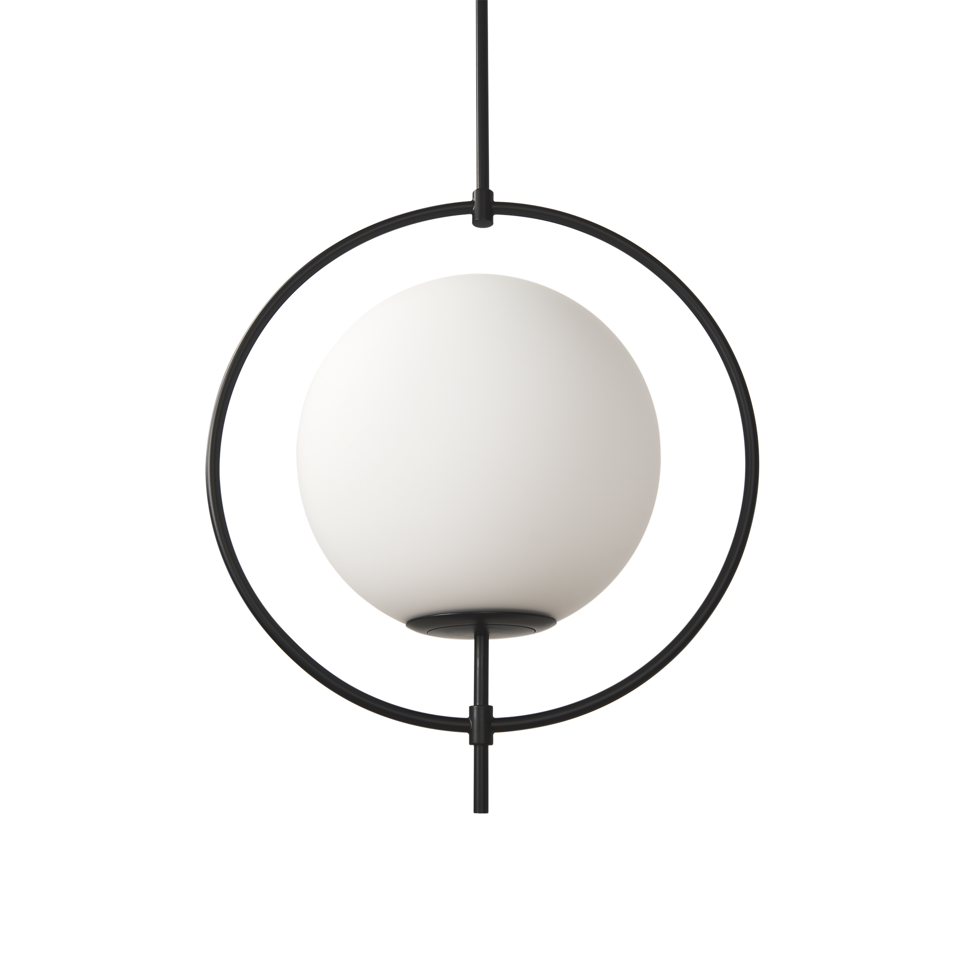 Farrah-Frosted-Glass-Globe-set-in-Matte-Black-Metal-Pendant-Ceiling-Light