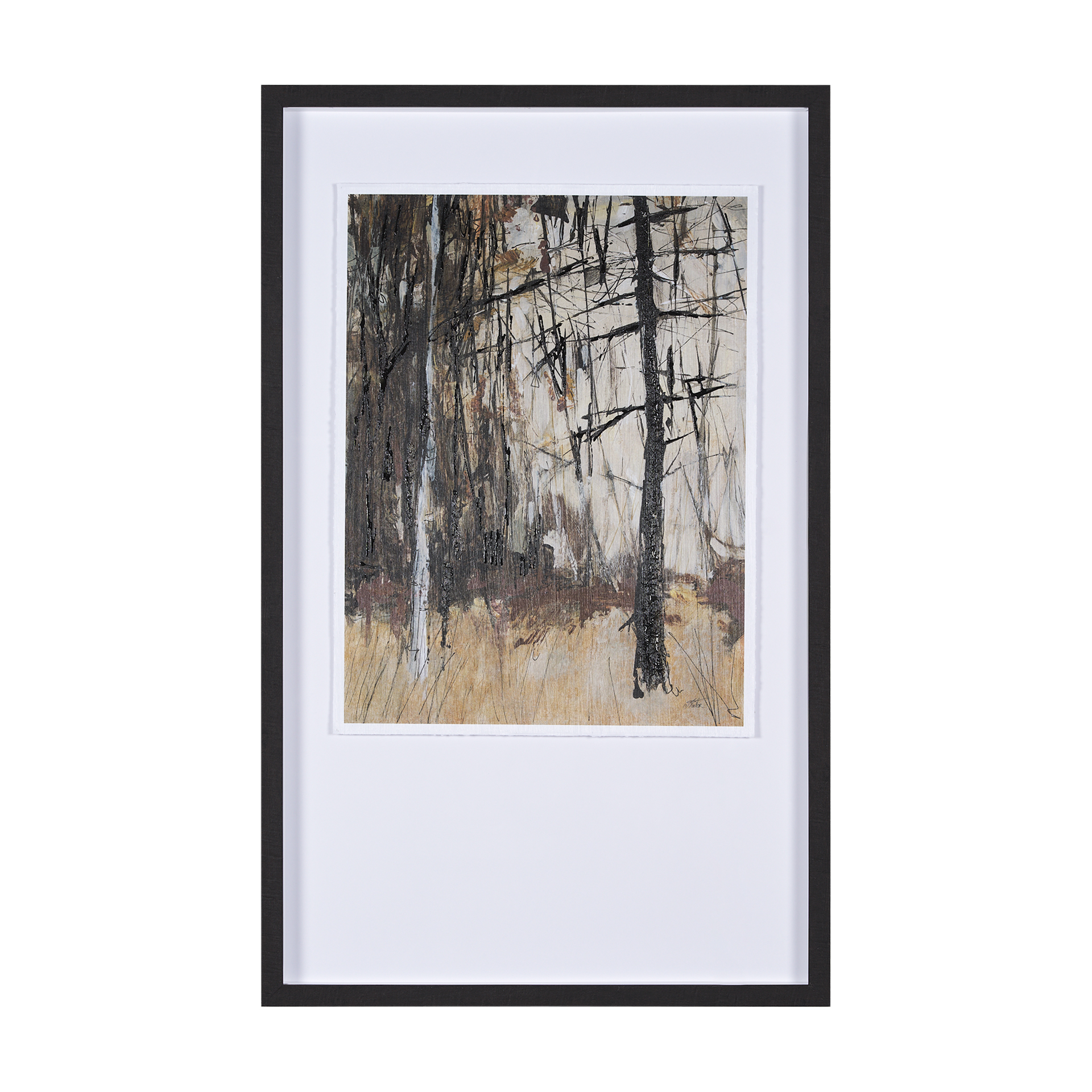 Forest-View-II-by-Mercana-Studio-a-Hand-Embelished-Textured-Framed-Art-Print-Matted-under-Glass