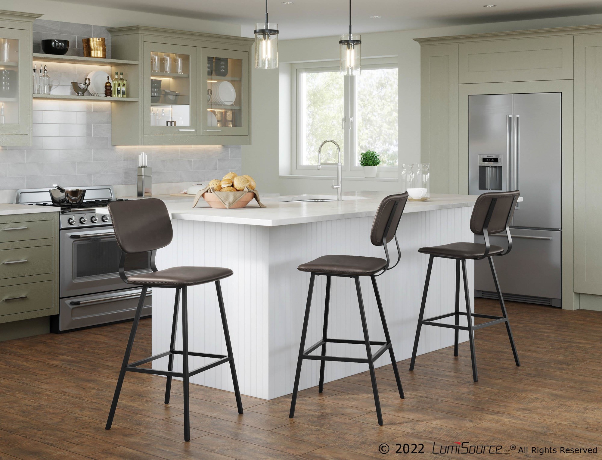 Foundry-Black-Metal-Grey-Faux-Leather-Contemporary-Barstool-Set-of-2