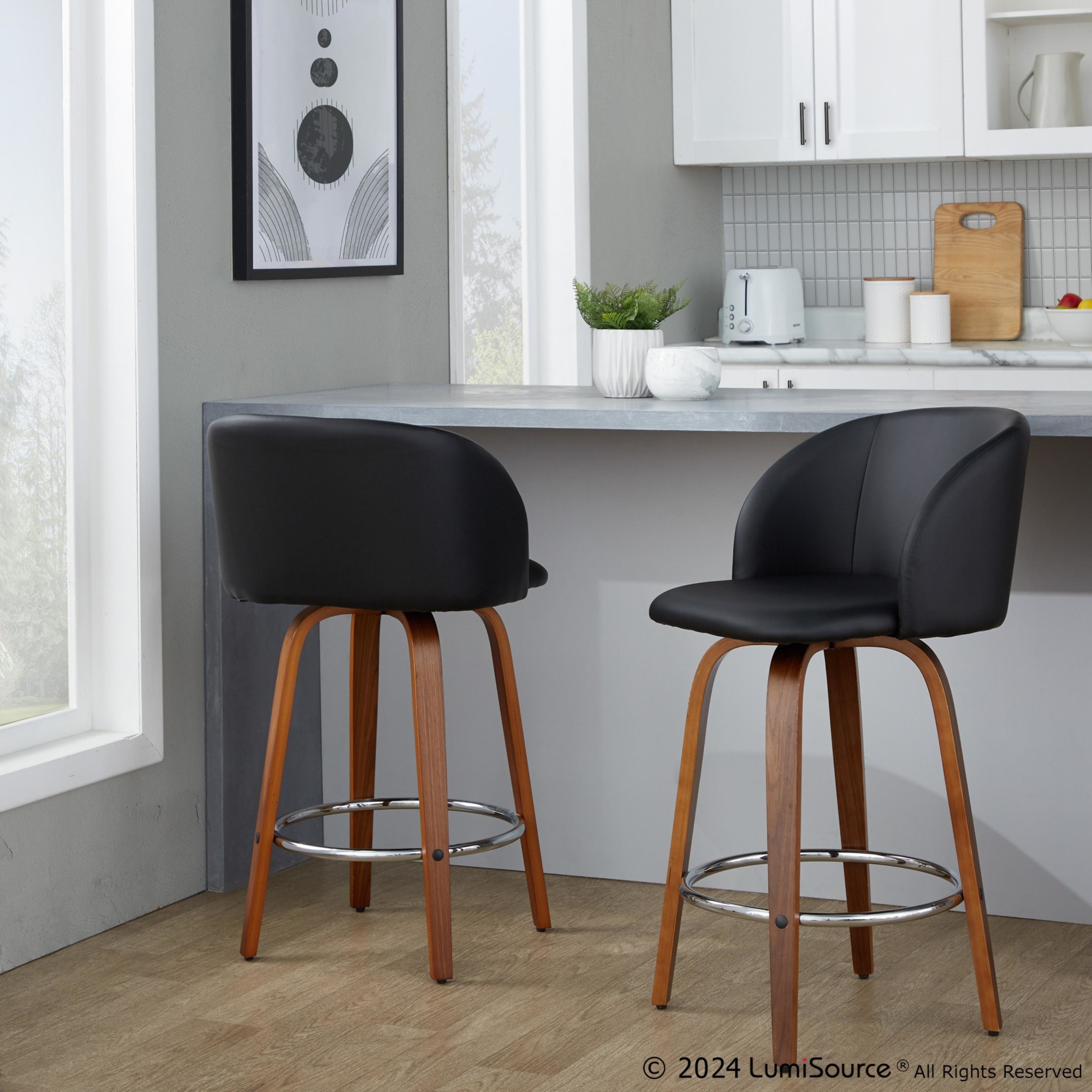 Fran-25-Mid-Century-Modern-Walnut-Black-Swivel-Stools-Set-of-2