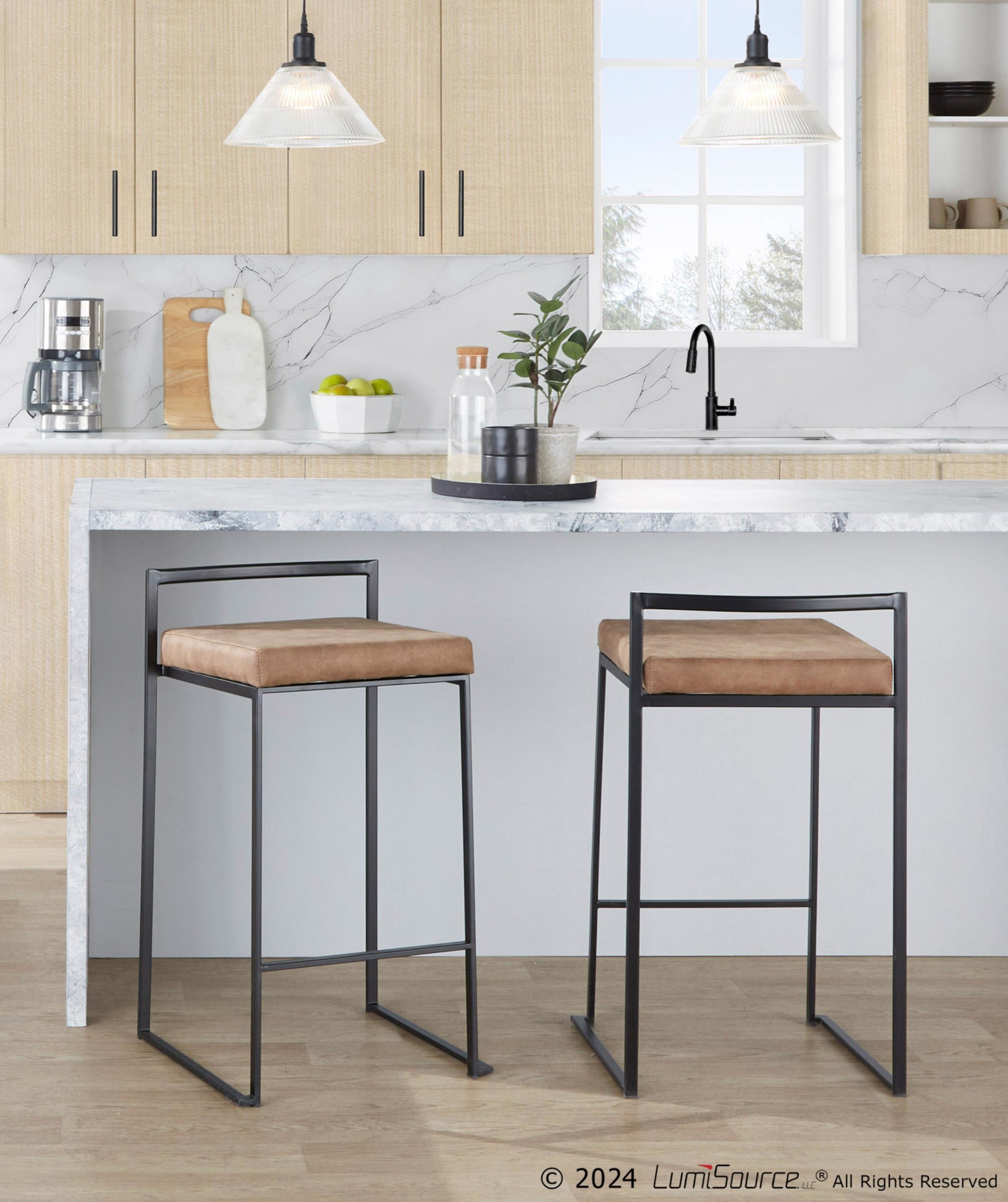 Fuji-Black-Contemporary-Stackable-Counter-Stools-Brown-Cowboy-Fabric-Set-of-2-2