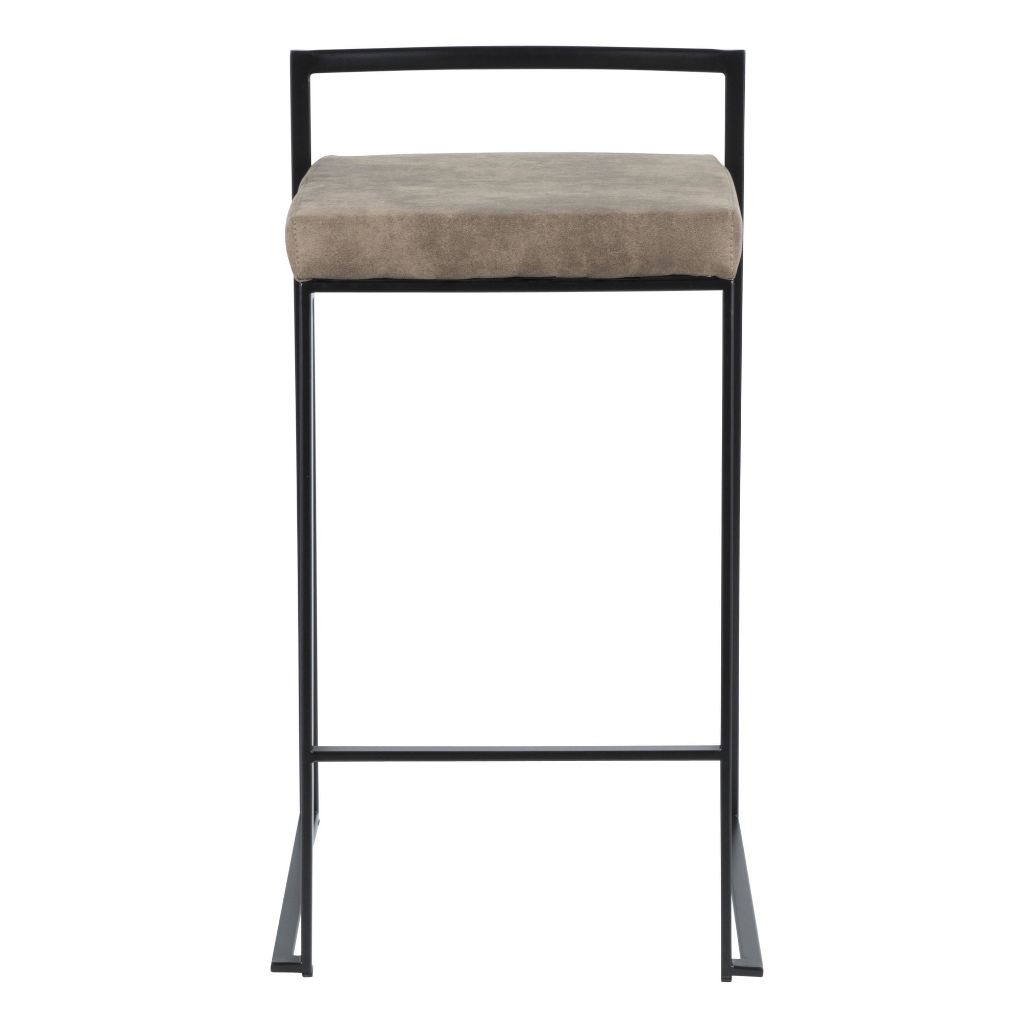 Fuji-Black-Contemporary-Stackable-Counter-Stools-Brown-Cowboy-Fabric-Set-of-2-9