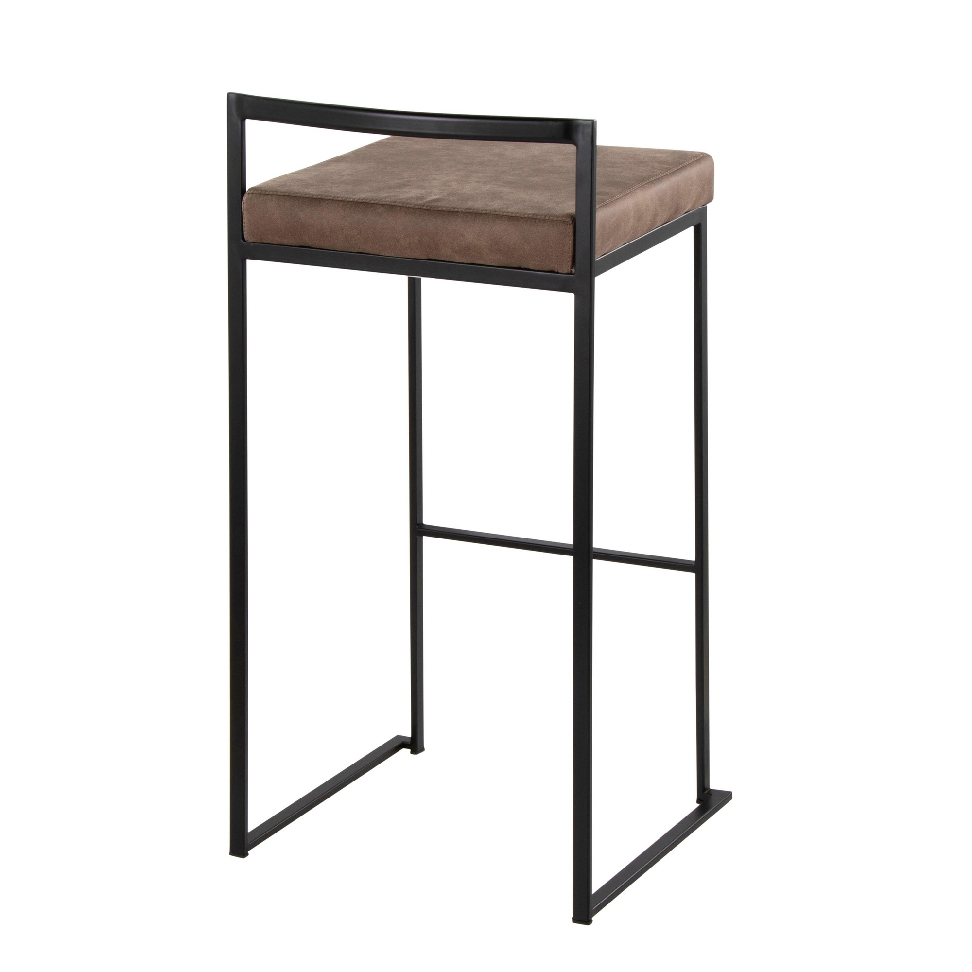 Fuji-Black-Metal-Brown-Cowboy-Fabric-Contemporary-Barstools-Set-of-2-4