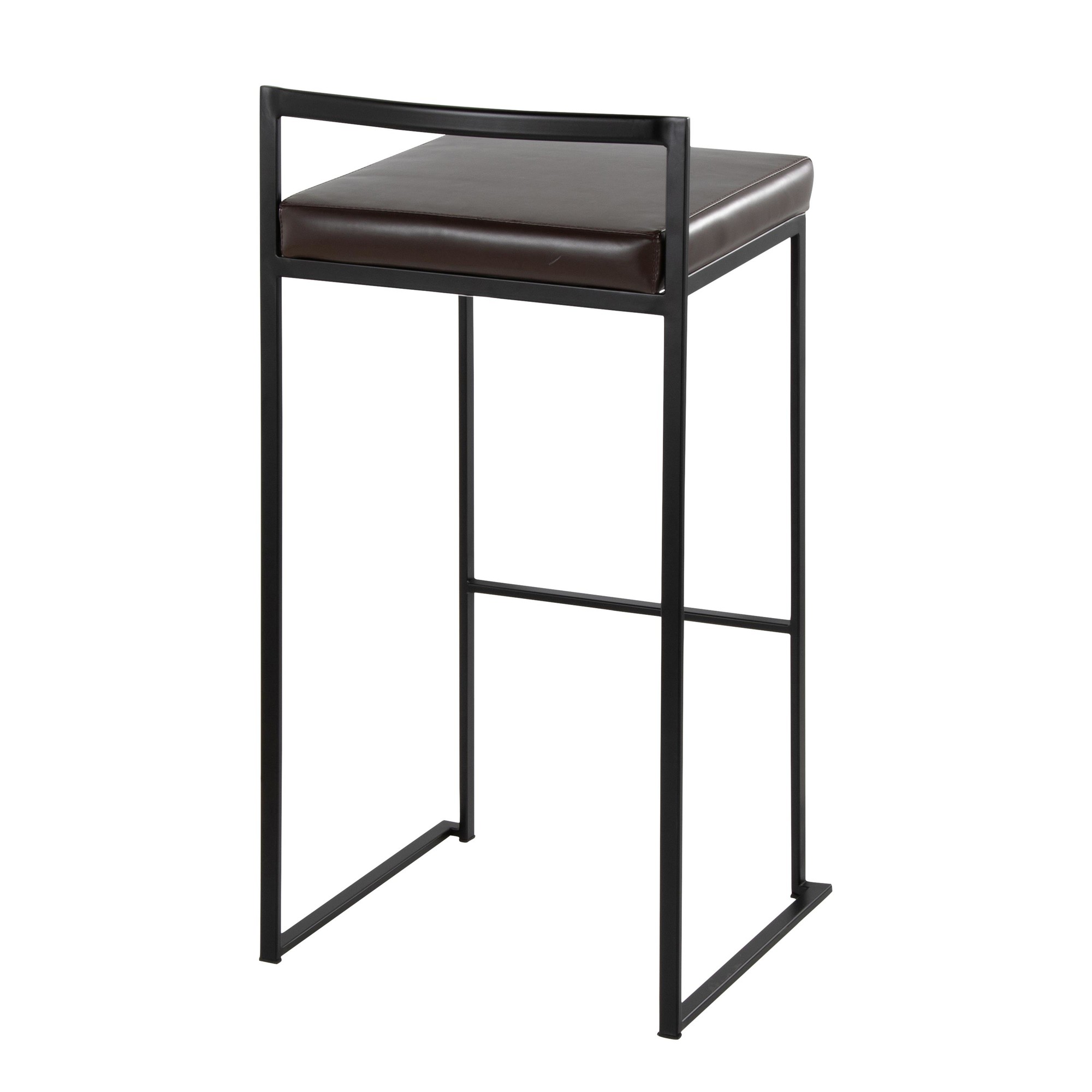 Fuji-Black-Metal-Brown-Faux-Leather-Contemporary-Barstools-Set-of-2-4