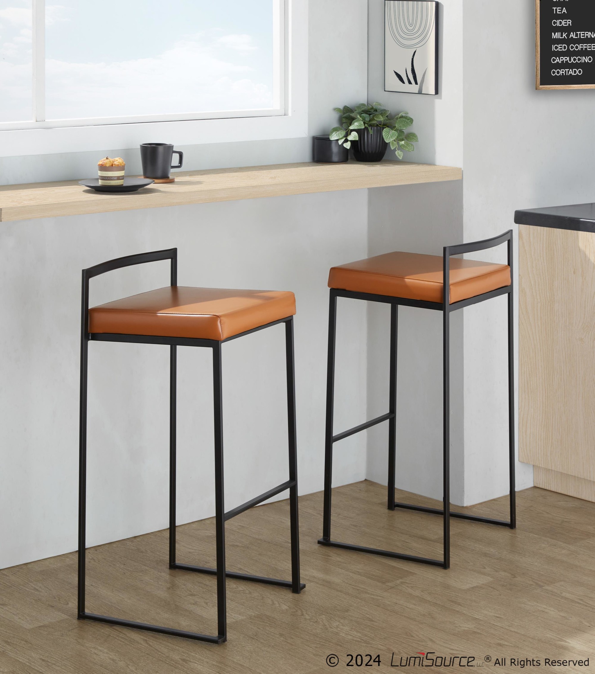 Fuji-Black-Metal-Camel-Contemporary-Stackable-Barstools-30-Set-of-2