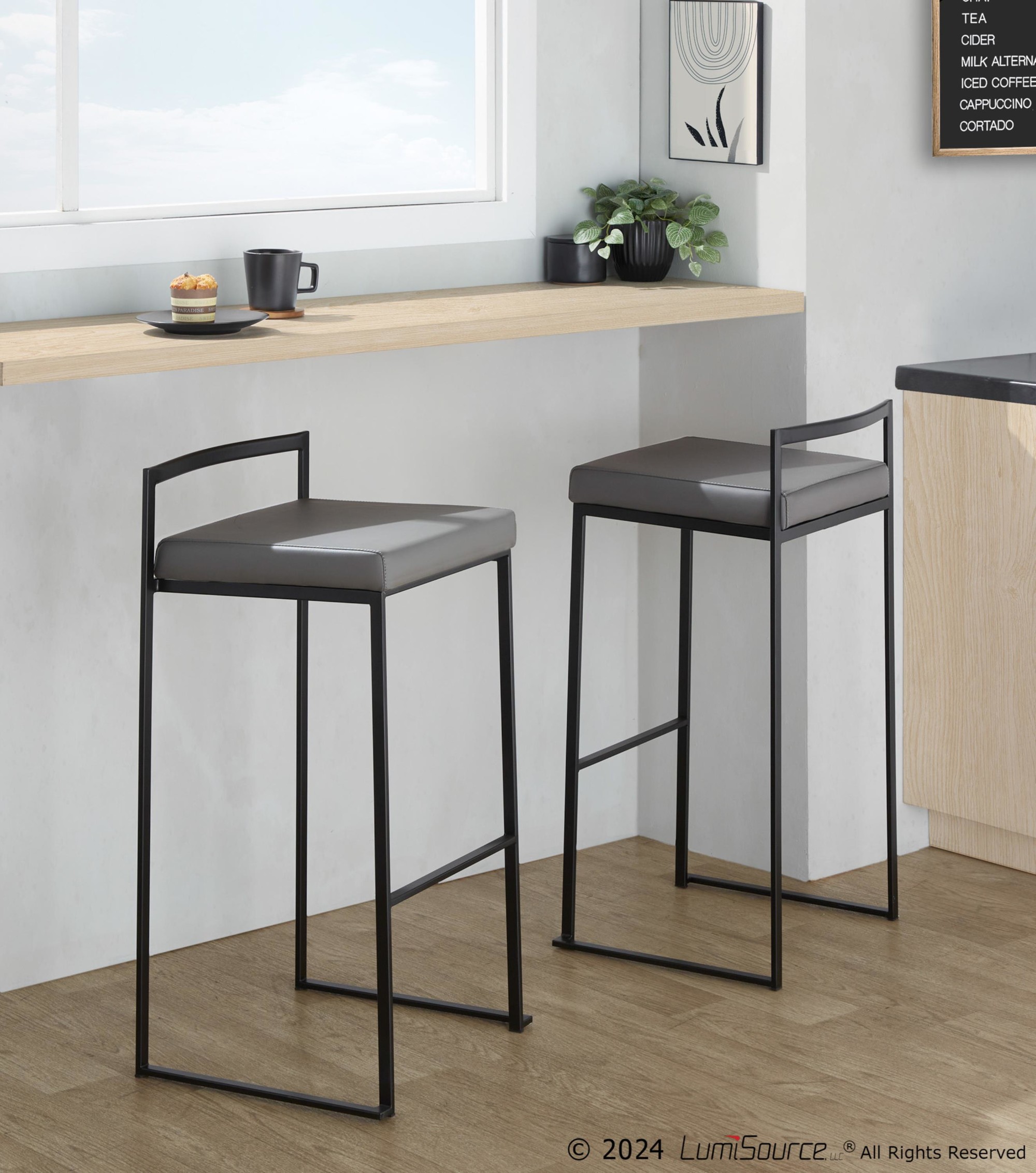 Fuji-Black-Metal-Grey-Faux-Leather-Contemporary-Barstools-Set-of-2