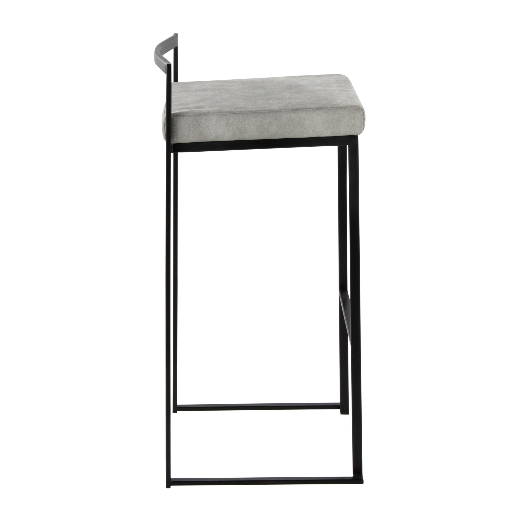 Fuji-Black-Metal-Light-Grey-Cowboy-Contemporary-Stackable-Barstools-Set-of-2-3