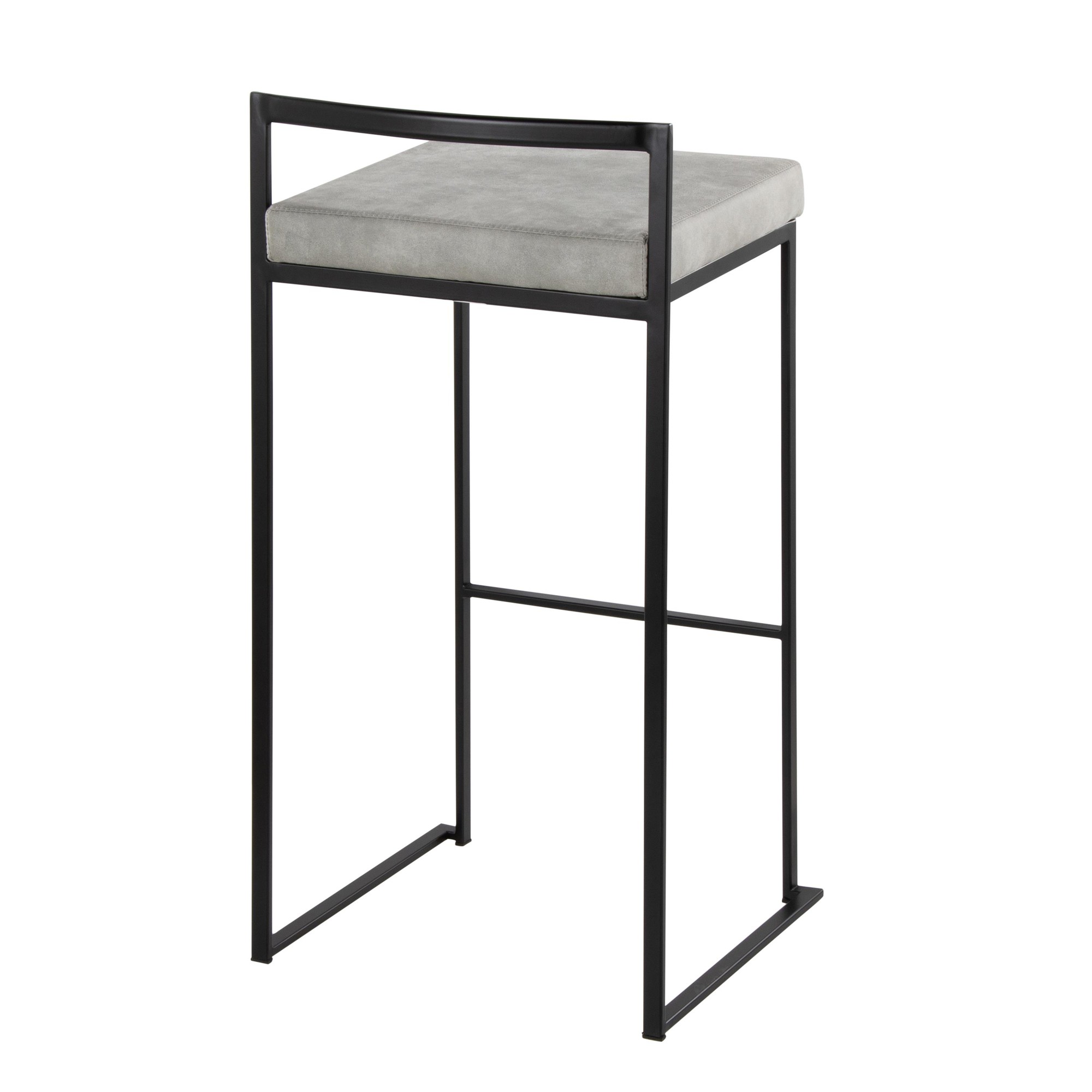 Fuji-Black-Metal-Light-Grey-Cowboy-Contemporary-Stackable-Barstools-Set-of-2-4