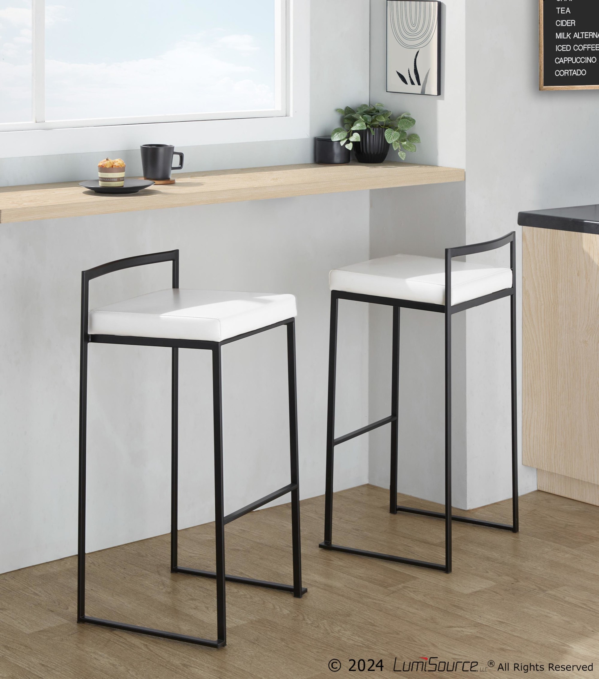 Fuji-Black-Metal-White-Faux-Leather-Contemporary-Stackable-Barstools-Set-of-2
