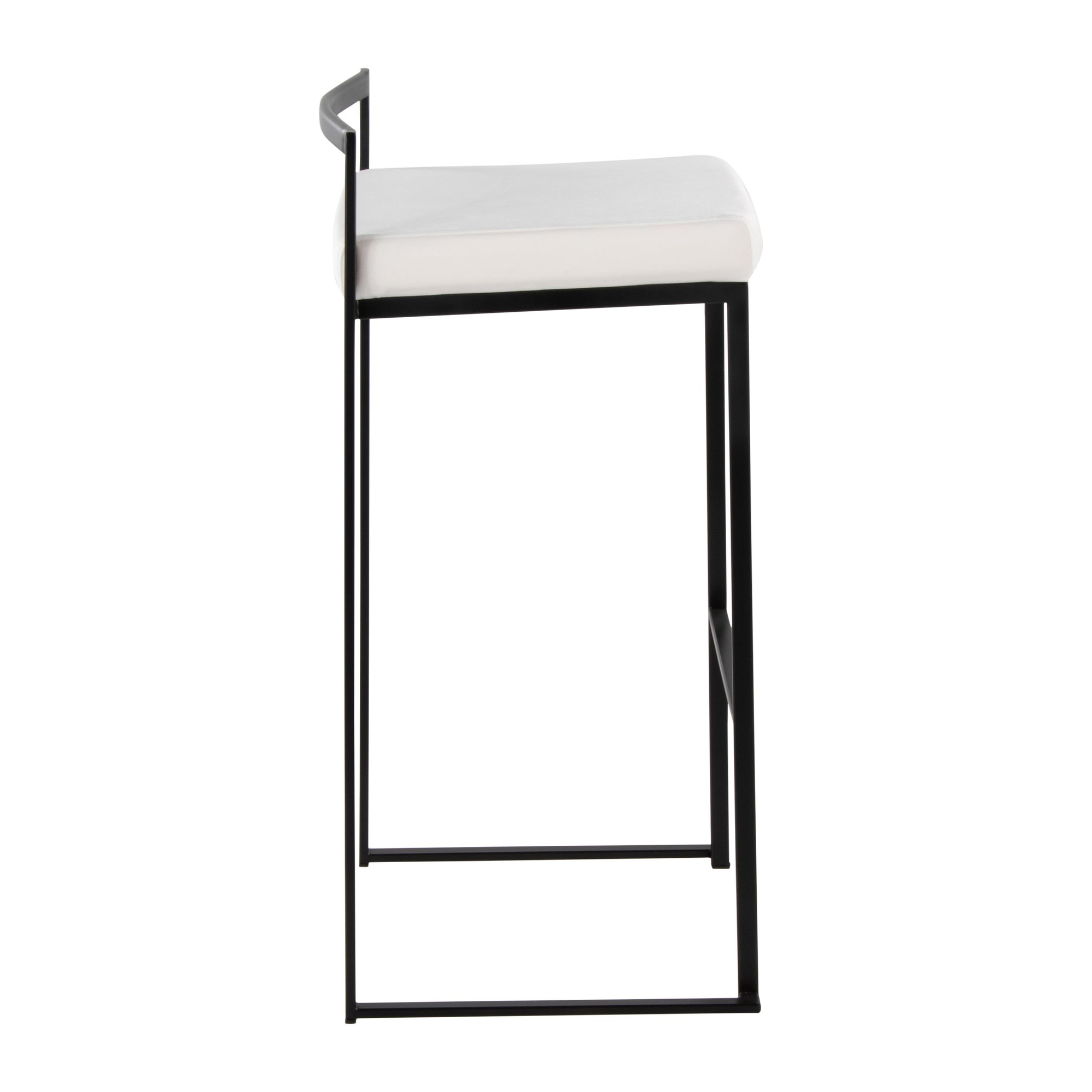 Fuji-Black-Metal-White-Velvet-Contemporary-Stackable-Barstools-Set-of-2-3