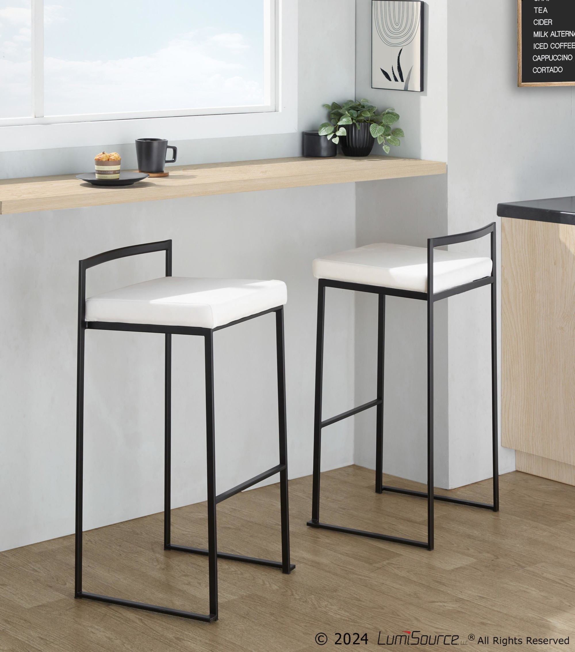 Fuji-Black-Metal-White-Velvet-Contemporary-Stackable-Barstools-Set-of-2