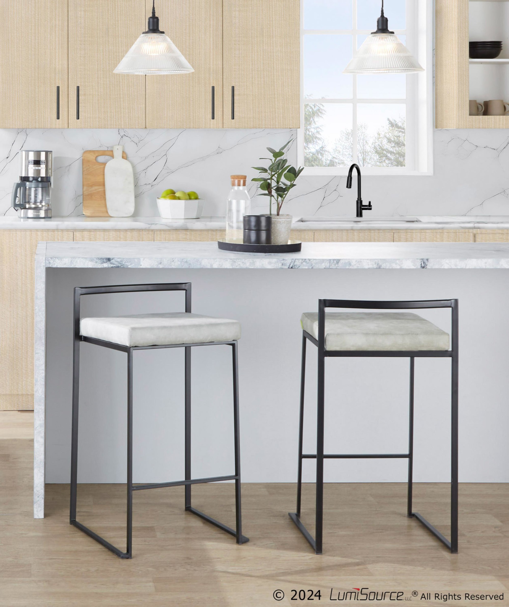 Fuji-Black-Stackable-Cowboy-Fabric-Contemporary-Counter-Stool-Set-of-2-3