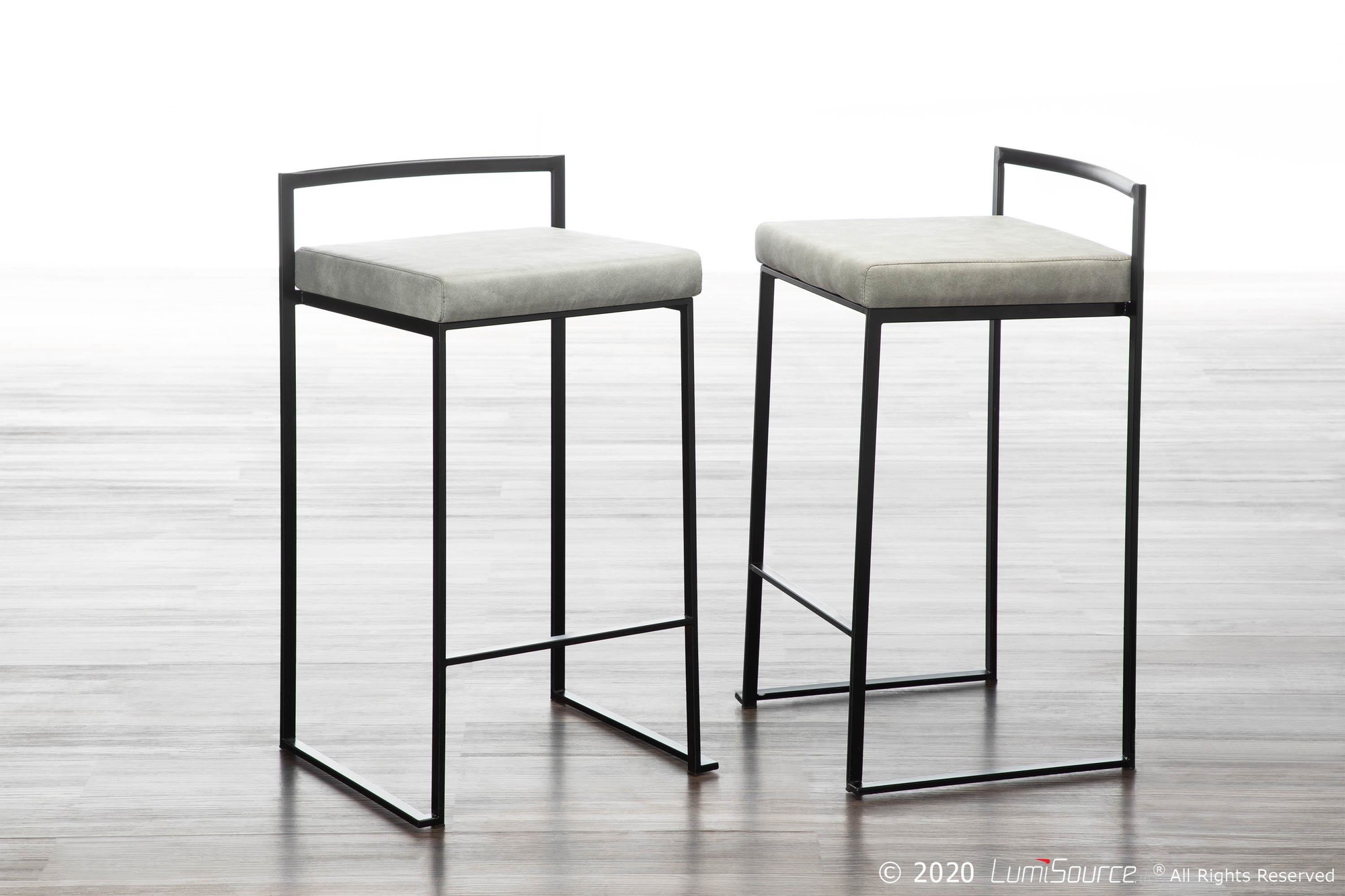Fuji-Black-Stackable-Cowboy-Fabric-Contemporary-Counter-Stool-Set-of-2