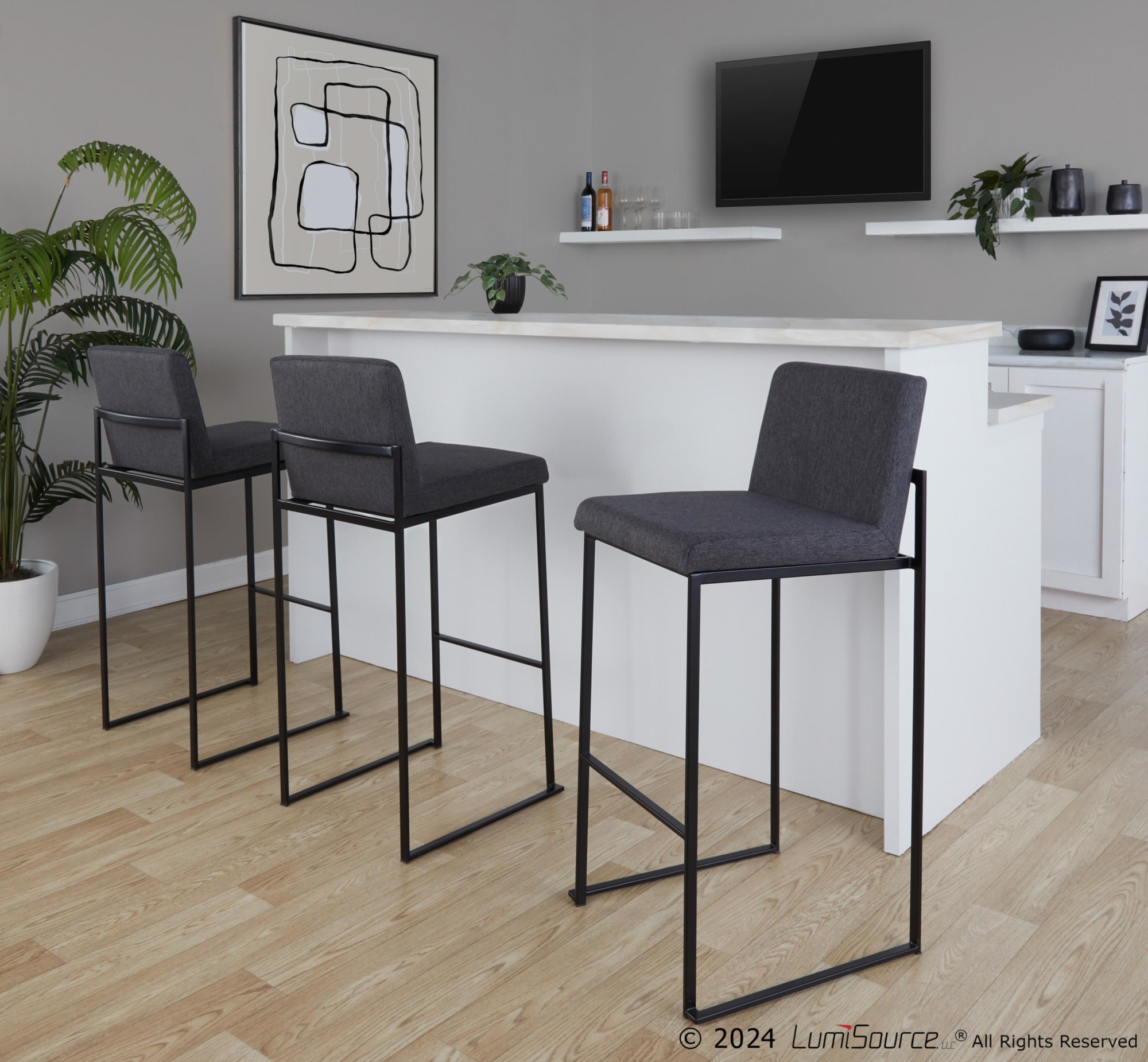 Fuji-Black-Steel-Charcoal-Fabric-Contemporary-Barstool-30-Set-of-3
