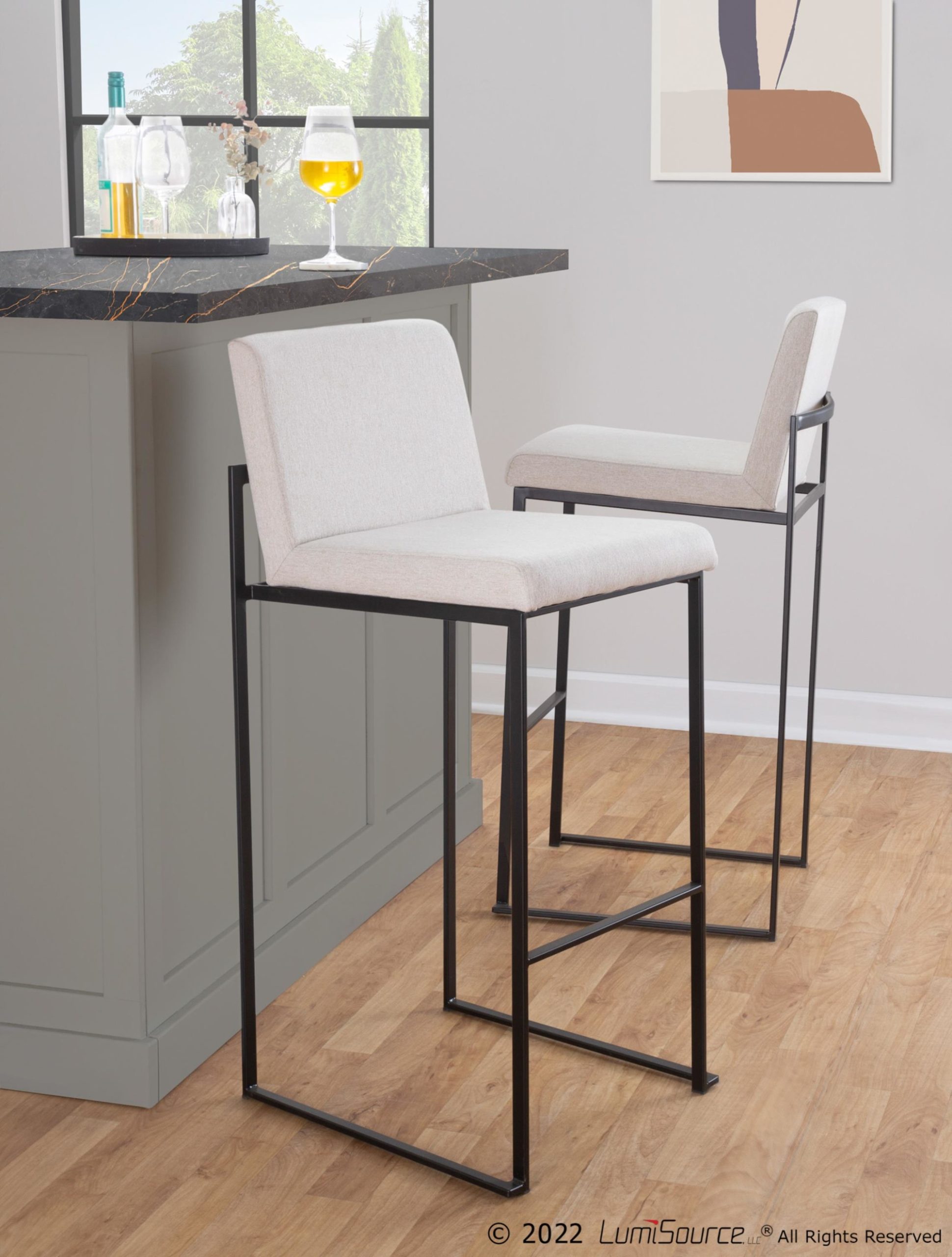 Fuji-Black-Steel-White-Faux-Leather-Contemporary-Bar-Stools-Set-of-2