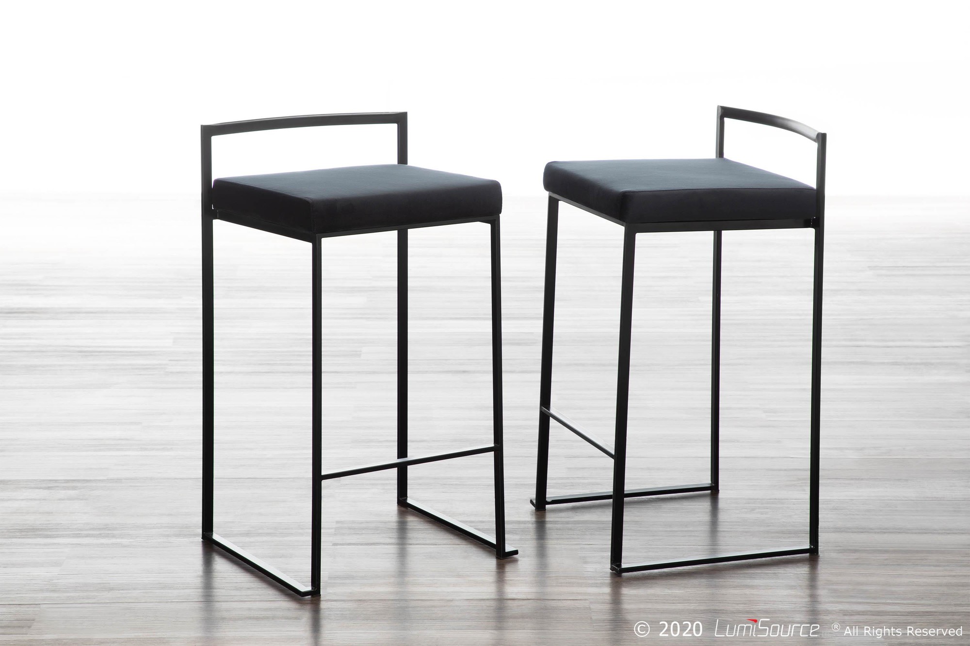 Fuji-Black-Velvet-Contemporary-Stackable-Counter-Stool-Set-of-2