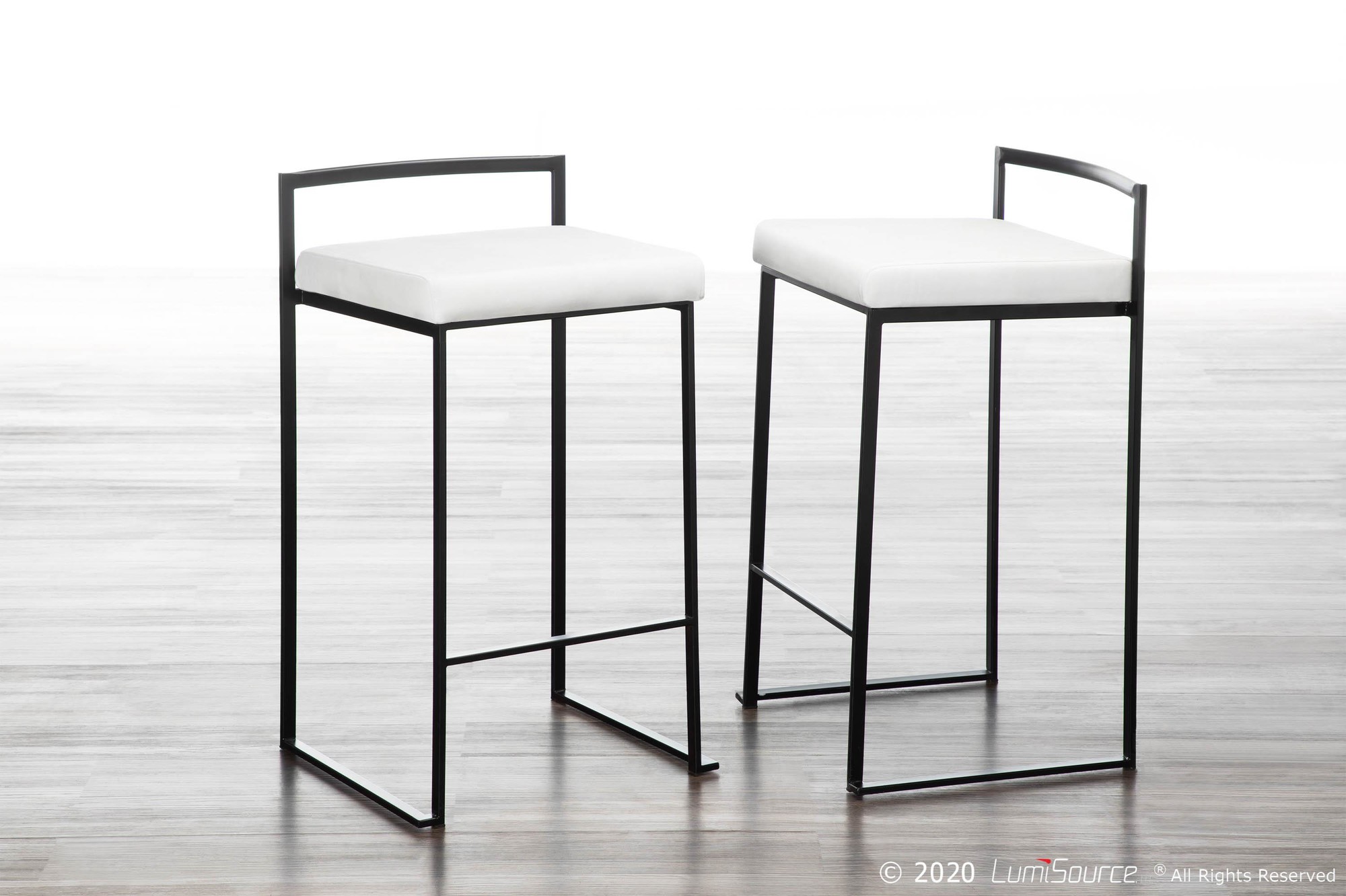 Fuji-Black-White-Velvet-Contemporary-Stackable-Counter-Stools-Set-of-2