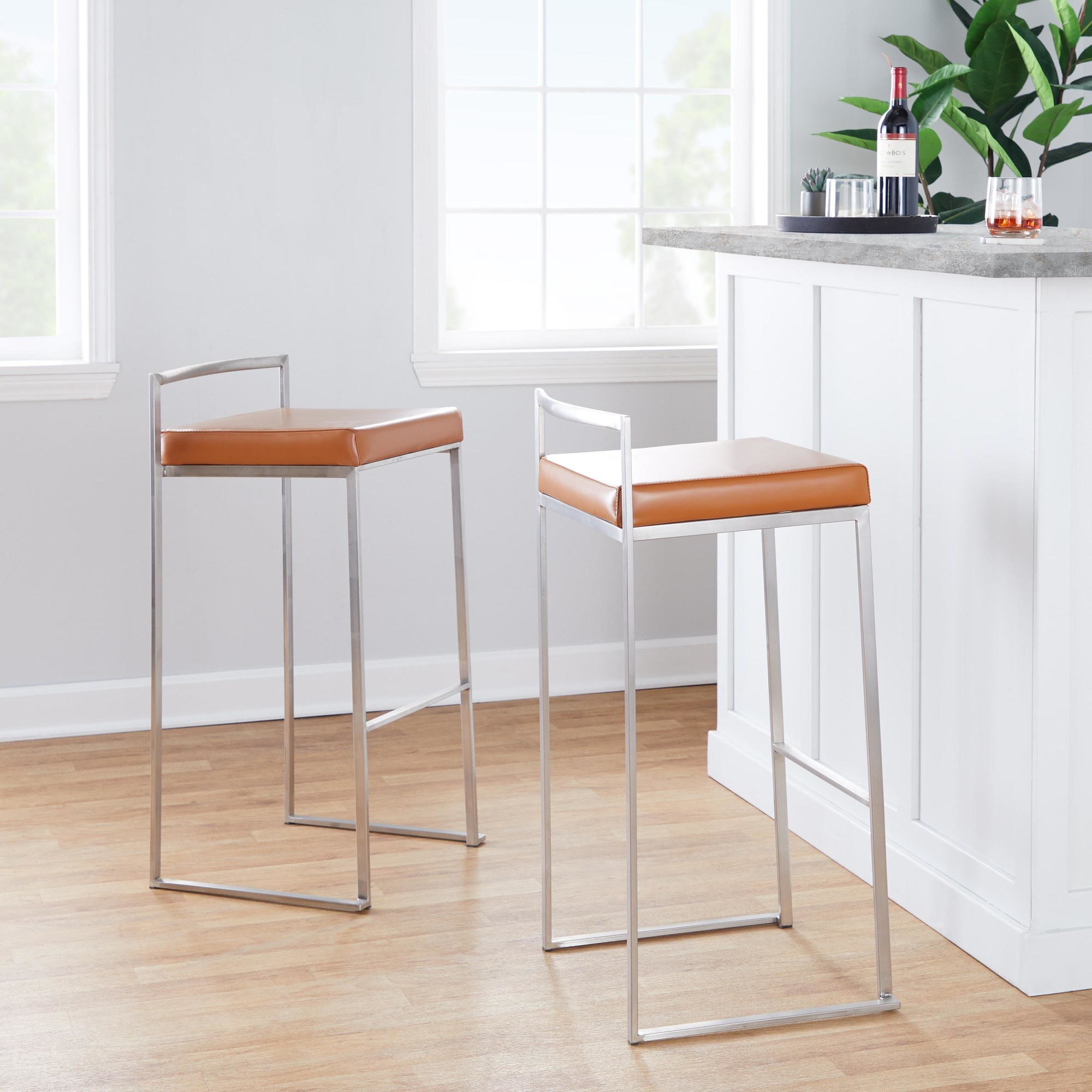 Fuji-Camel-Faux-Leather-Contemporary-Stackable-Barstool-Set-of-2-Set-of-2