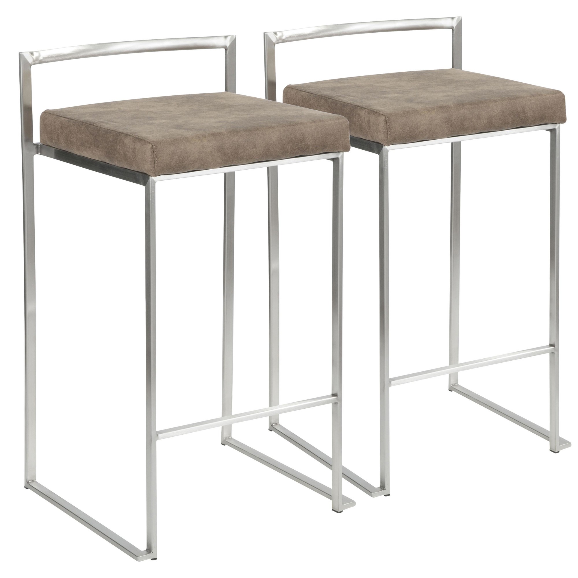 Fuji-Contemporary-Stainless-Steel-Brown-Cowboy-Fabric-Counter-Stools-Set-of-2-5