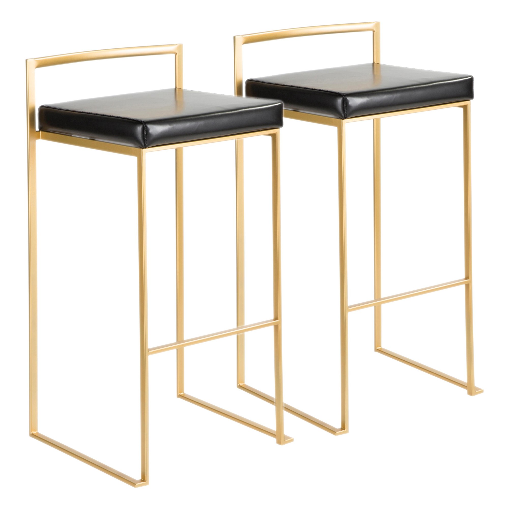 Fuji-Gold-and-Black-Faux-Leather-Contemporary-Barstools-Set-of-2-4