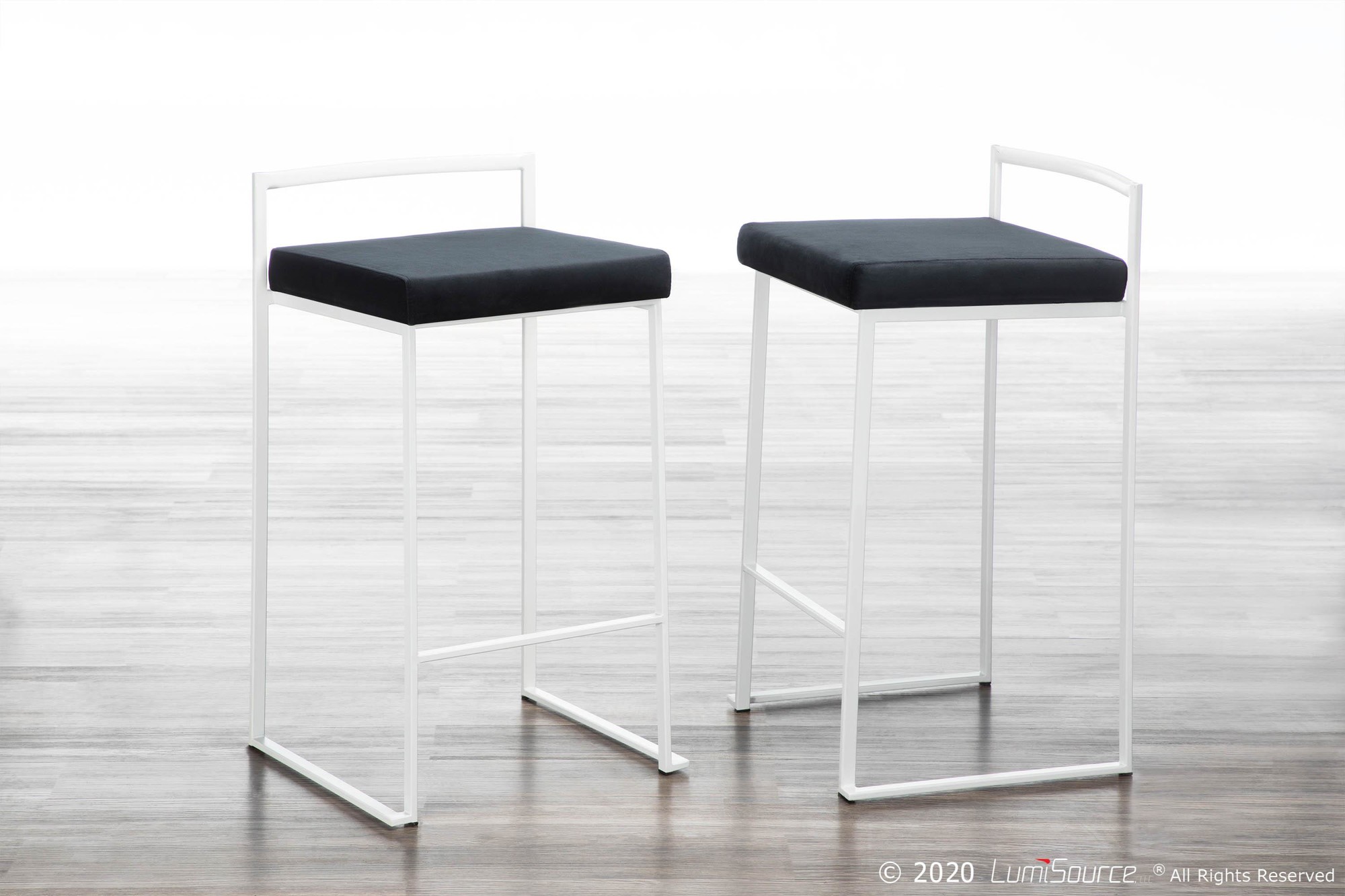 Fuji-White-Contemporary-Counter-Stool-Black-Velvet-Set-of-2