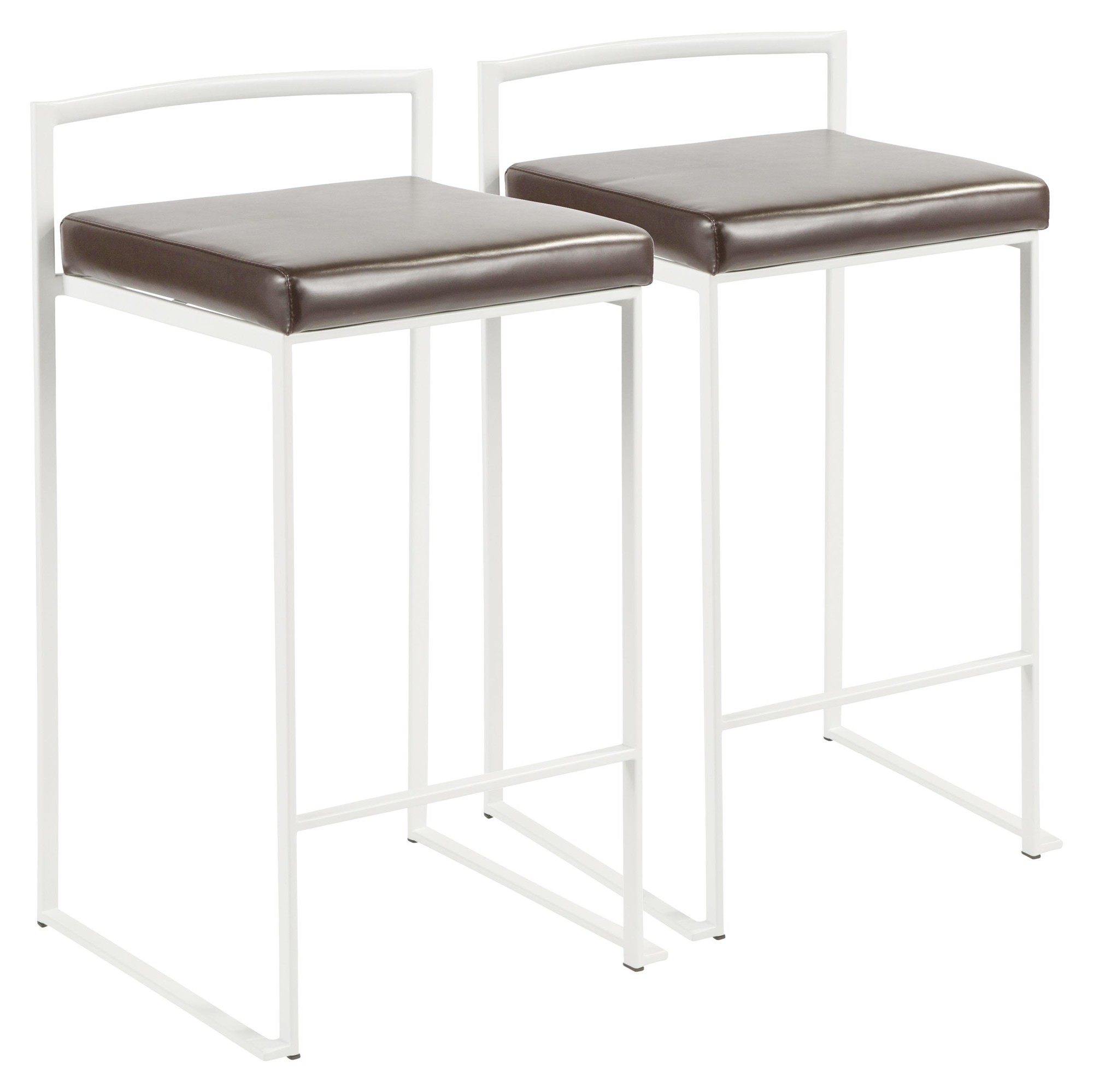 Fuji-White-Stackable-Counter-Stool-Brown-Faux-Leather-Set-of-2-3