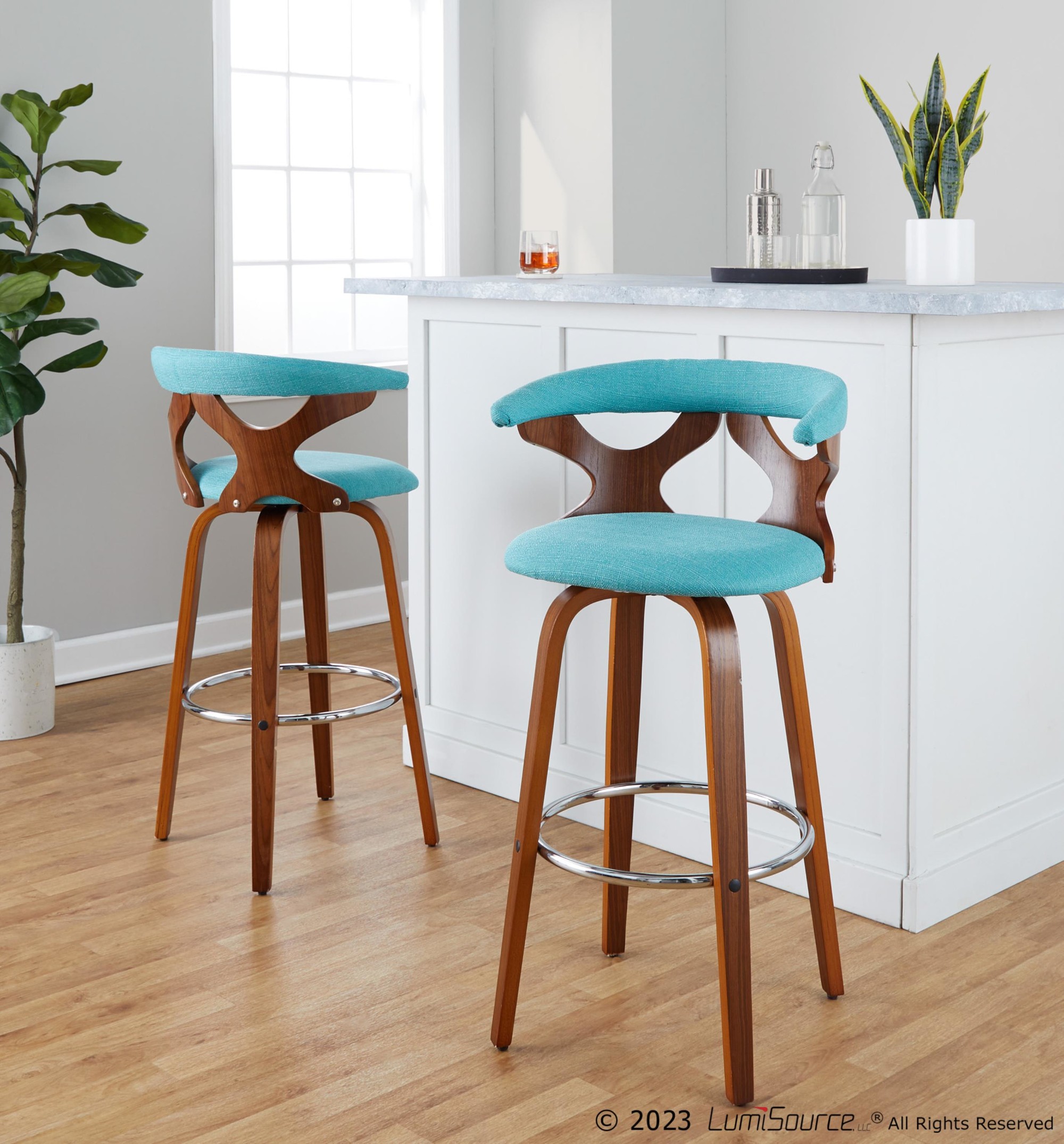 Gardenia-30-Mid-Century-Modern-Teal-Swivel-Barstool-Set-of-2