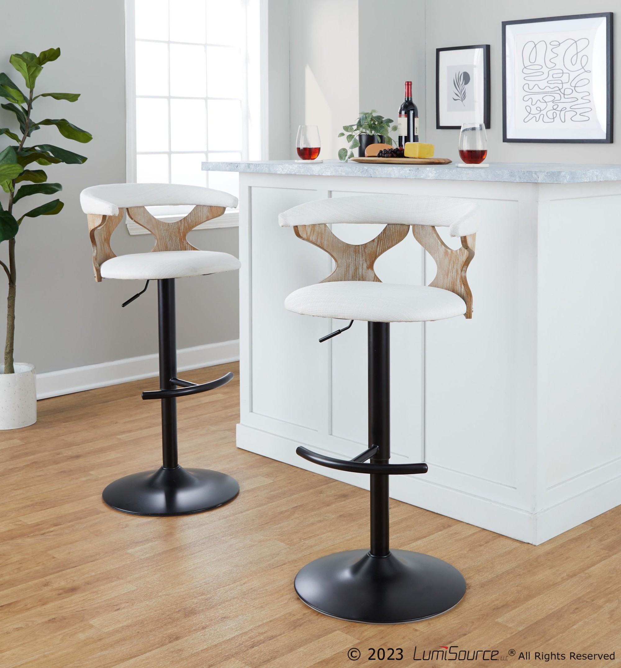 Gardenia-Cream-Fabric-Contemporary-Adjustable-Swivel-Barstools-Set-of-2-2