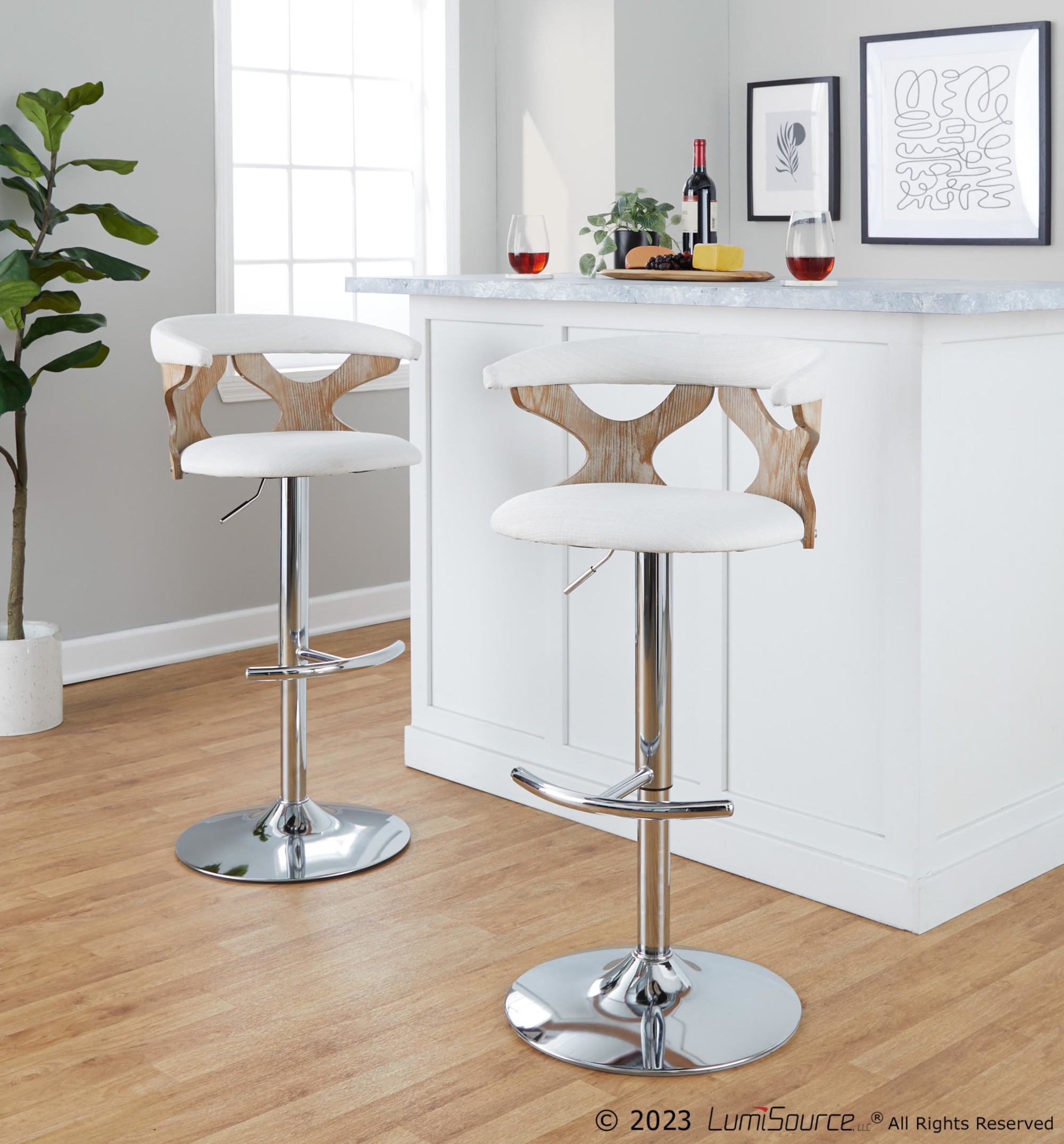 Gardenia-Cream-Swivel-Adjustable-Contemporary-Barstool-Chrome-Set-Set-of-2-3
