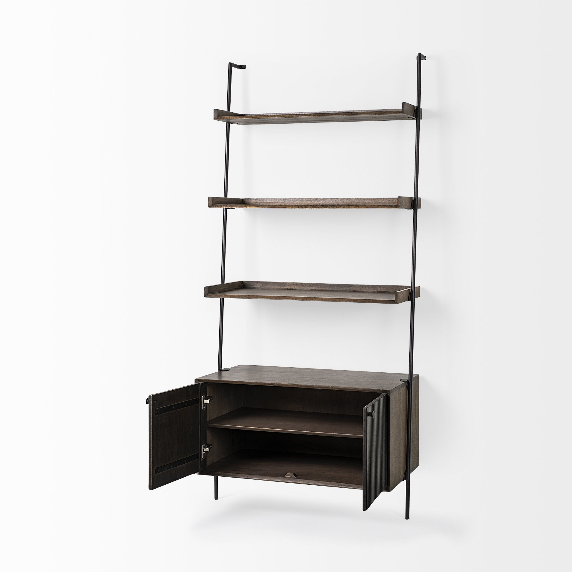 Grace-37.5L-x-20W-x-82H-Two-Toned-Brown-Wood-Three-Shelf-Shelving-Unit-4