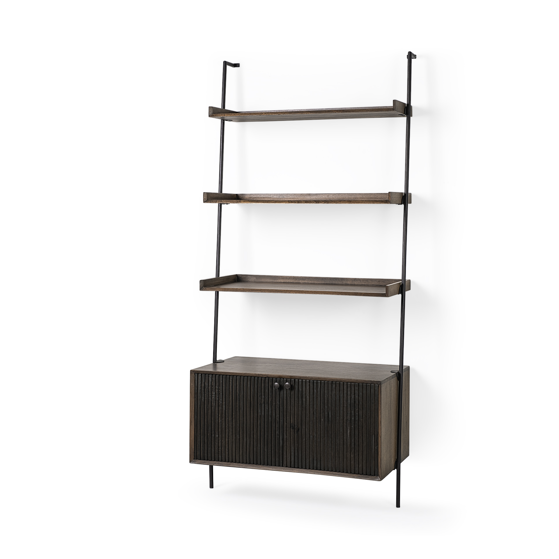Grace-37.5L-x-20W-x-82H-Two-Toned-Brown-Wood-Three-Shelf-Shelving-Unit