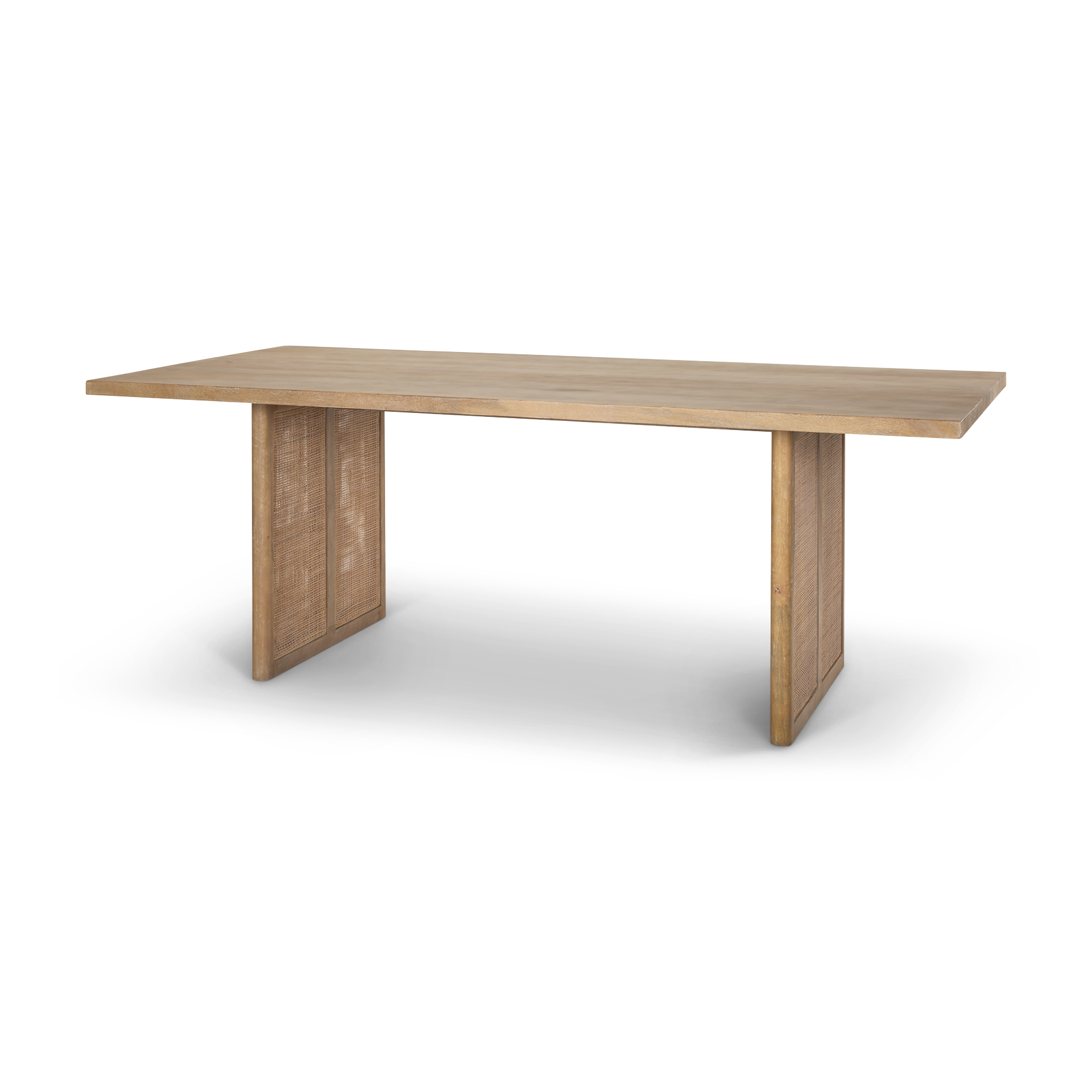 Grier-84L-Light-Brown-Wood-w-Cane-Dining-Table