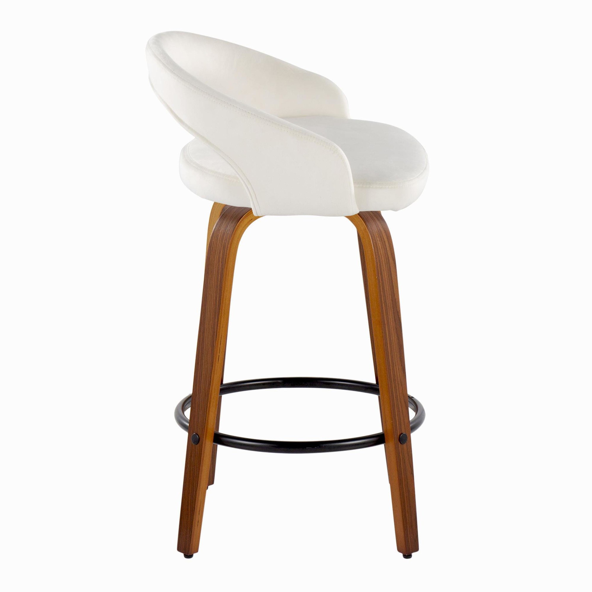 Grotto-26-Walnut-Wood-White-Velvet-Contemporary-Swivel-Stool-Set-of-2-2
