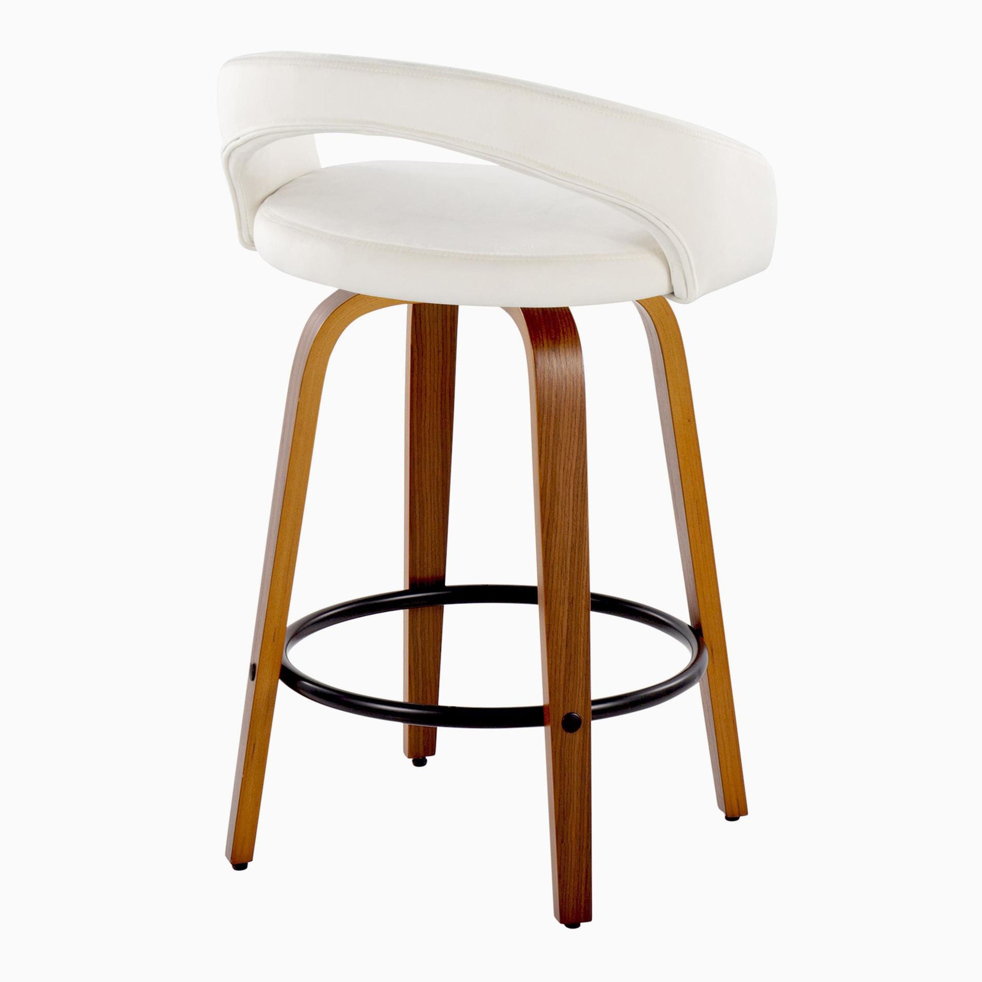 Grotto-26-Walnut-Wood-White-Velvet-Contemporary-Swivel-Stool-Set-of-2-3